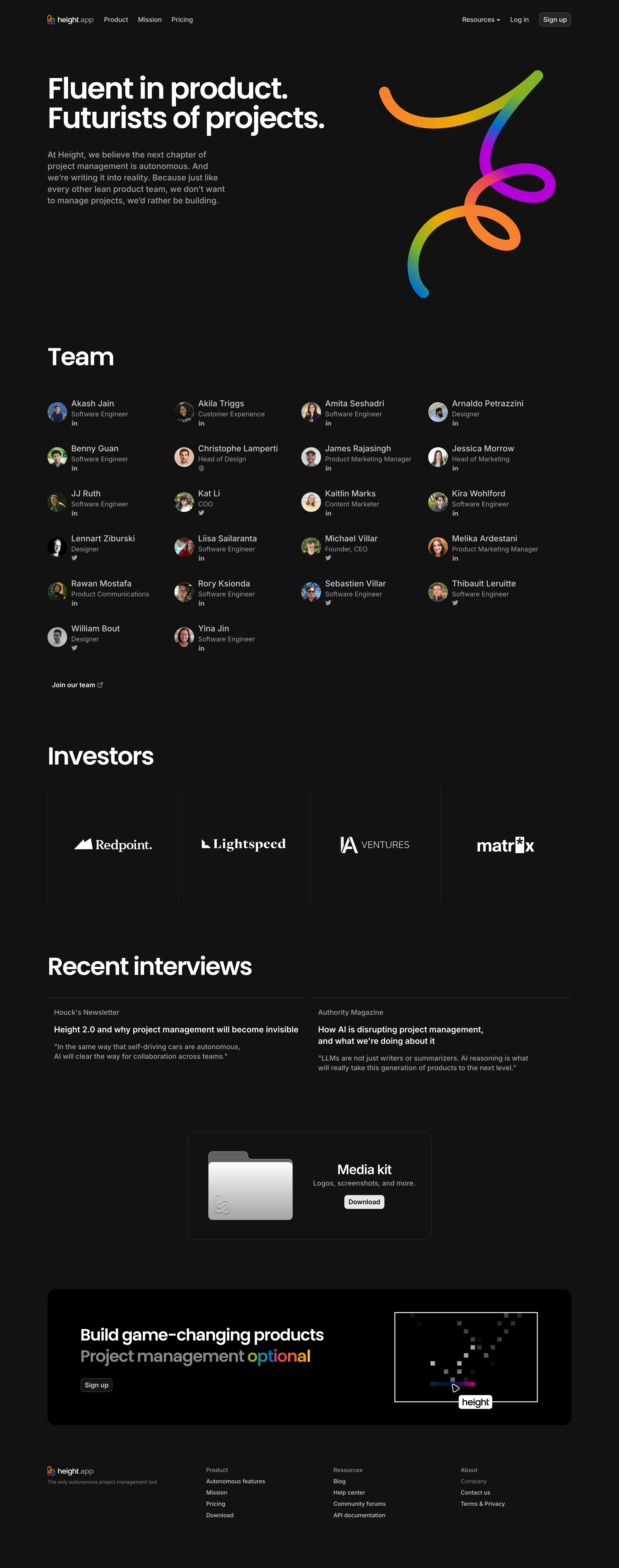 Height - About us | Height.app screen
