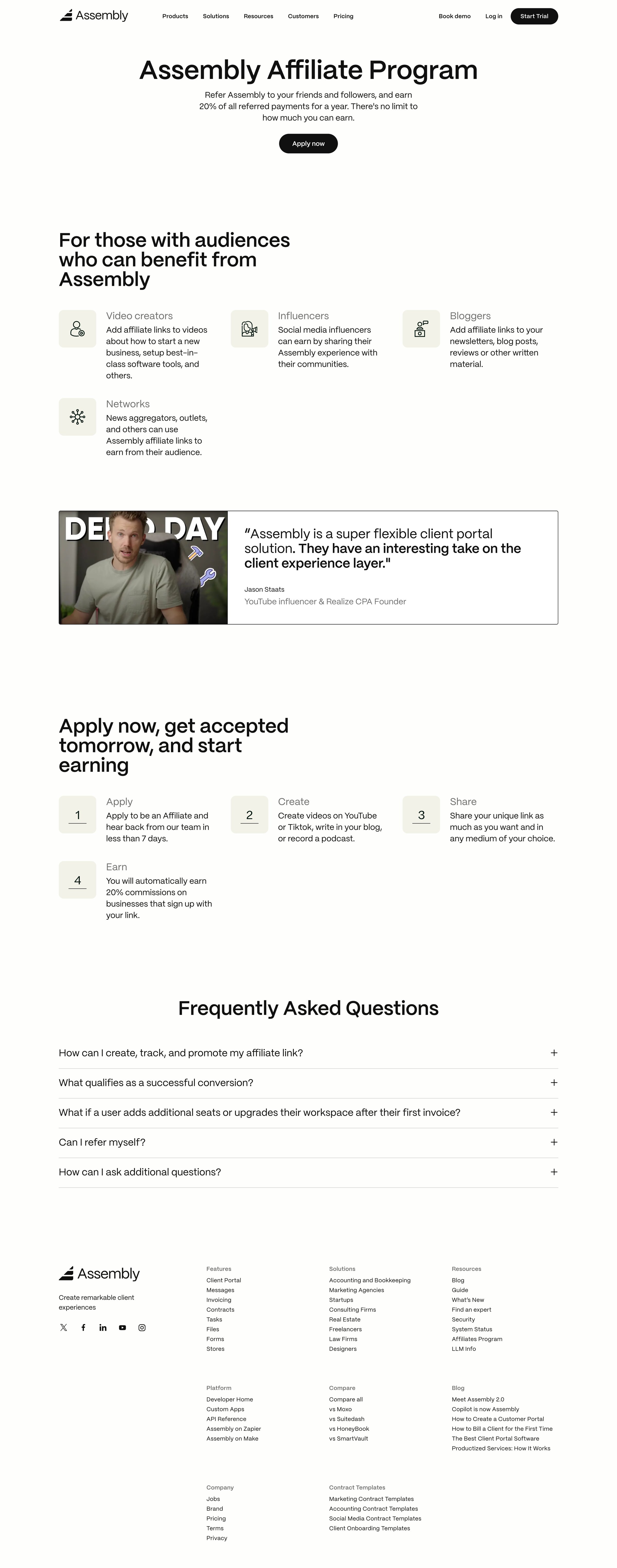 Assembly AI App Builder - Assembly Affiliate Program Earn Revenue for Referrals screen