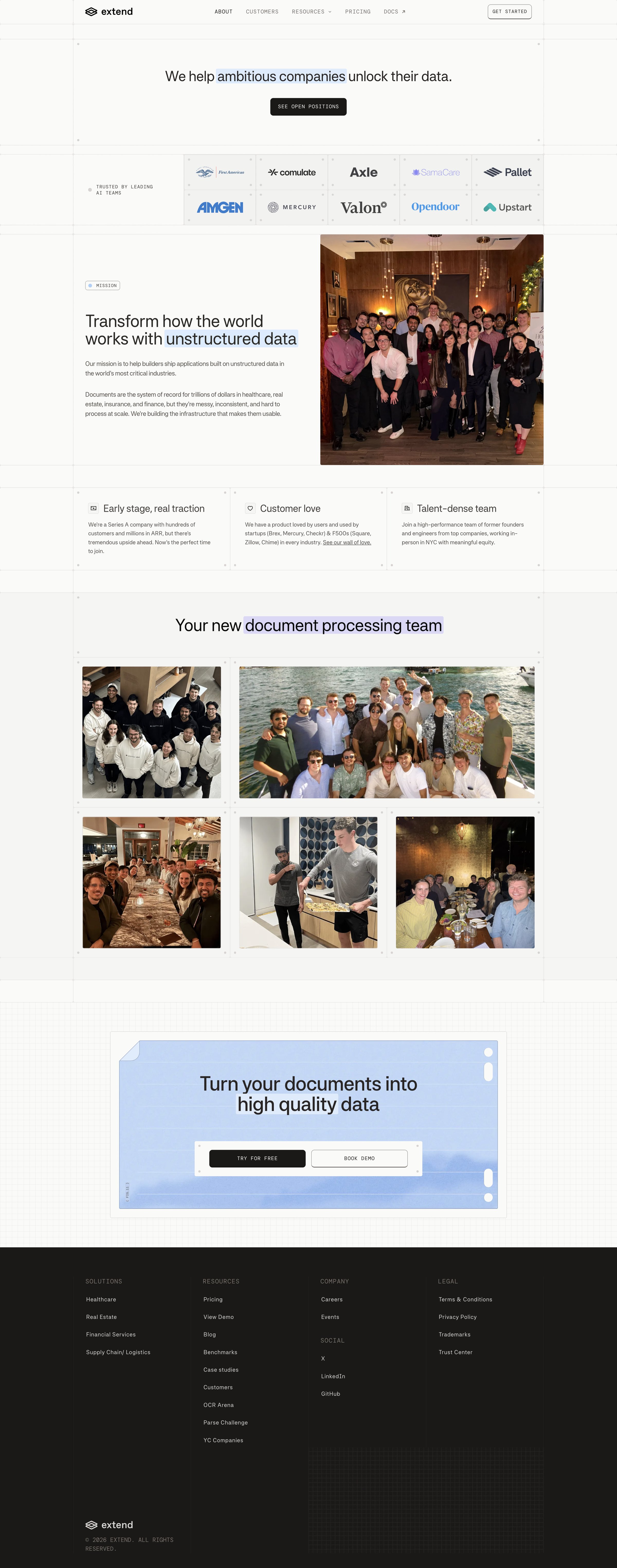 Extend - About Extend | The Team Building Document Processing Infrastructure screen