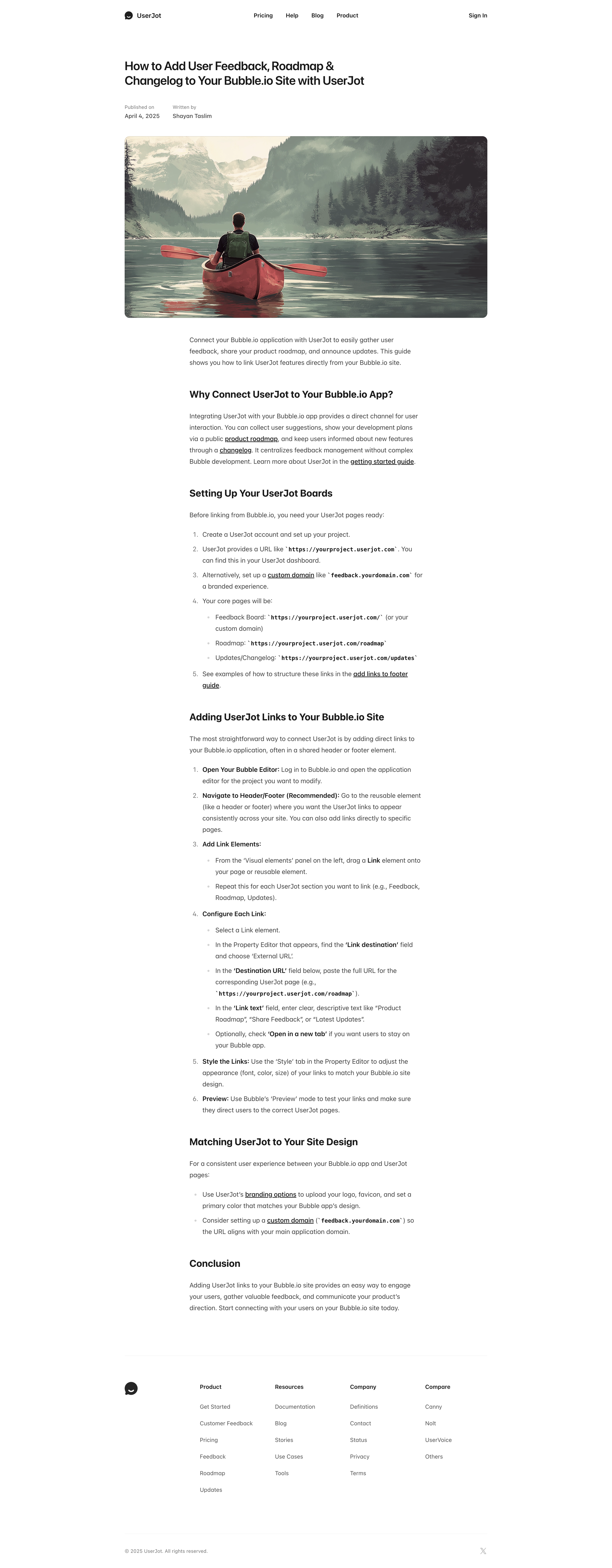 UserJot - How to Add User Feedback, Roadmap & Changelog to Your Bubble.io Site with UserJot - UserJot screen
