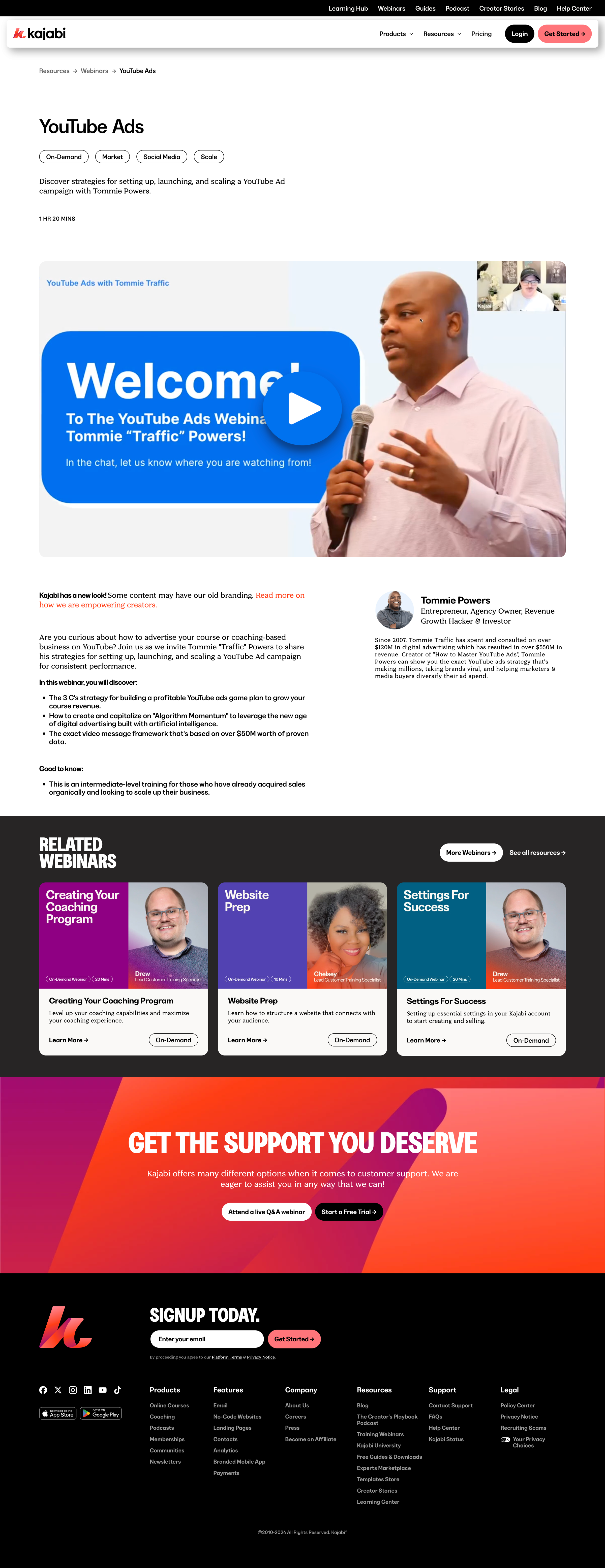 Kajabi - YouTube Ads | Live On-Demand Training Webinars by Kajabi screen