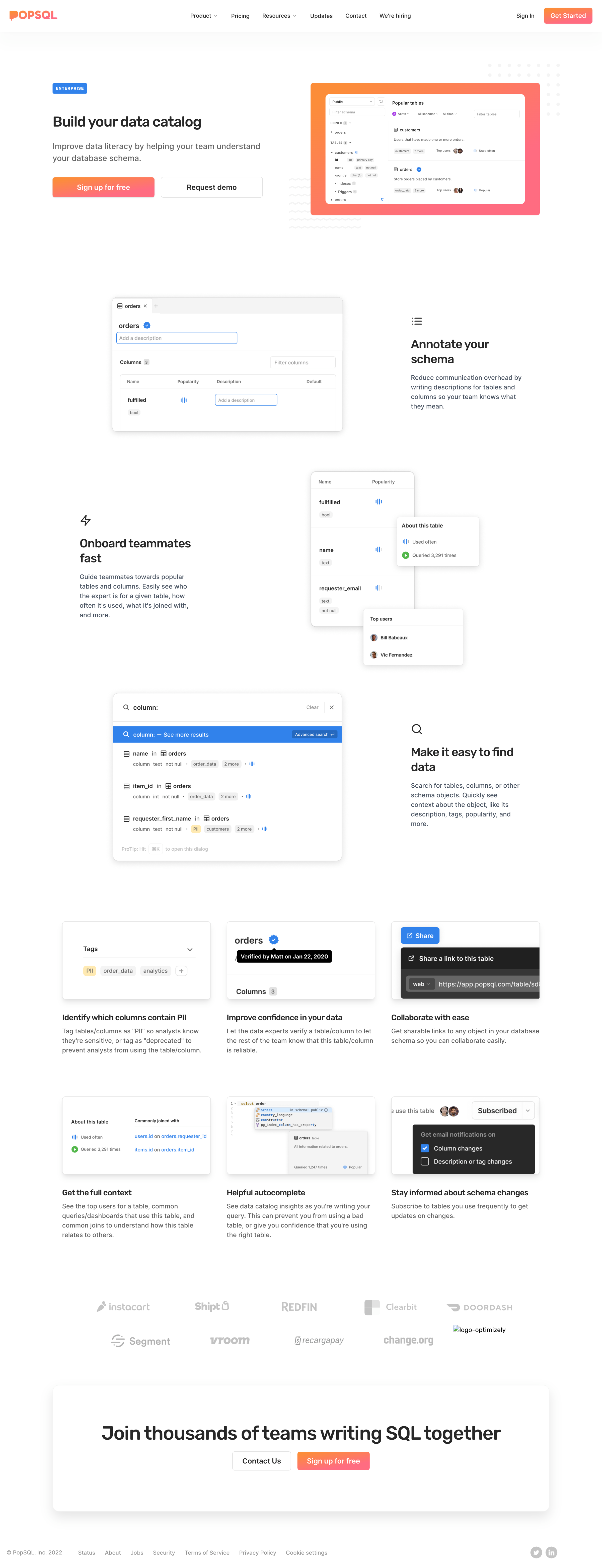 PopSQL - Data Catalog | PopSQL screen