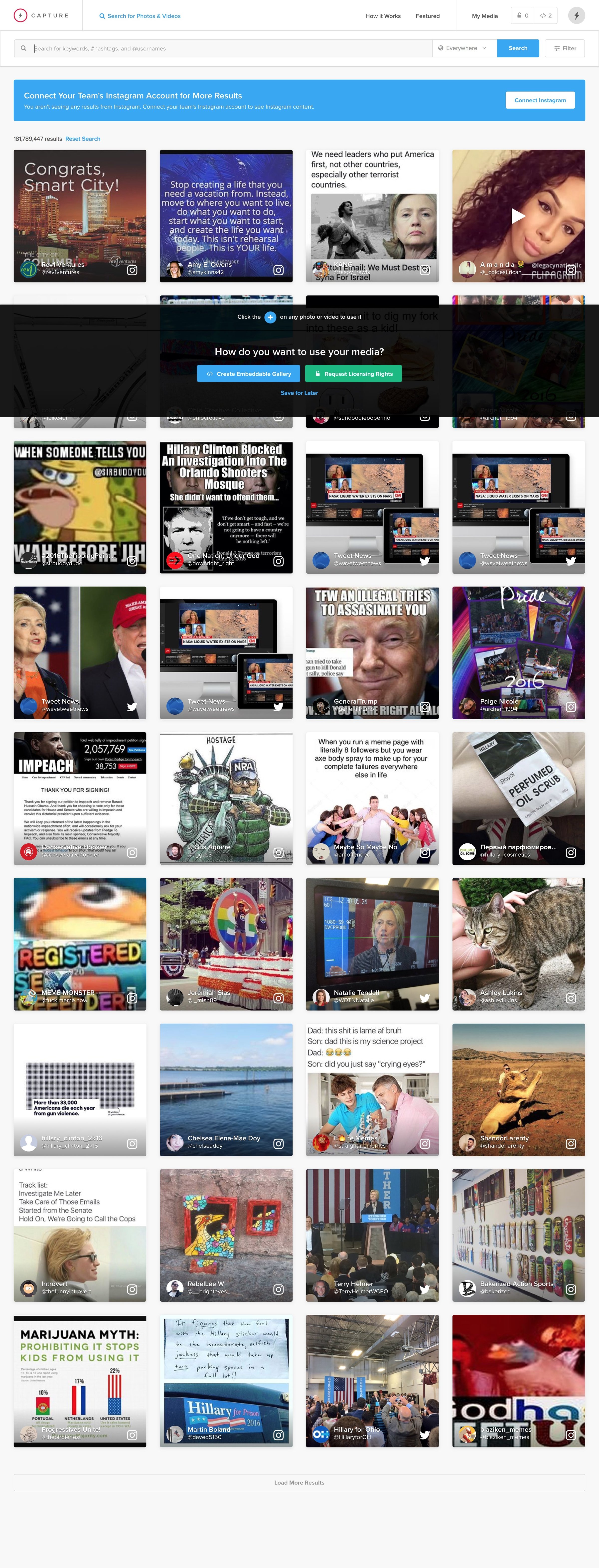 Capture - Search screen