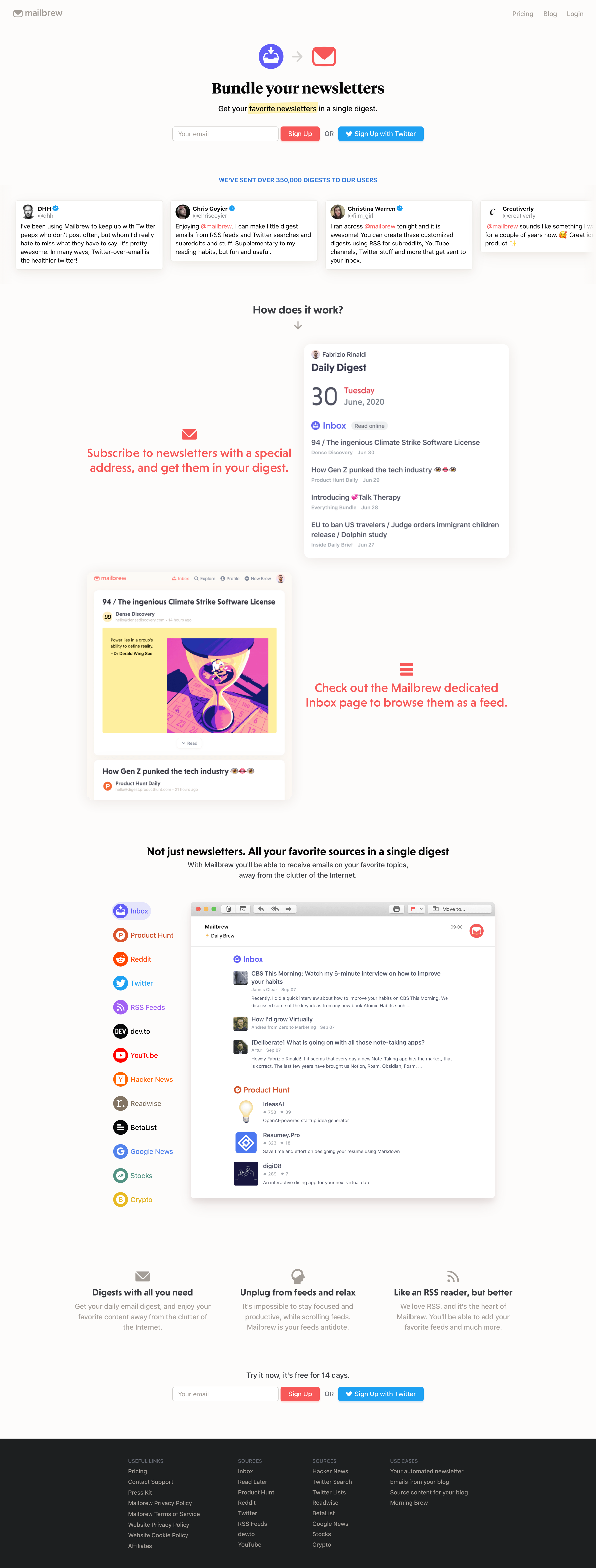 Mailbrew - Bundle your newsletters screen