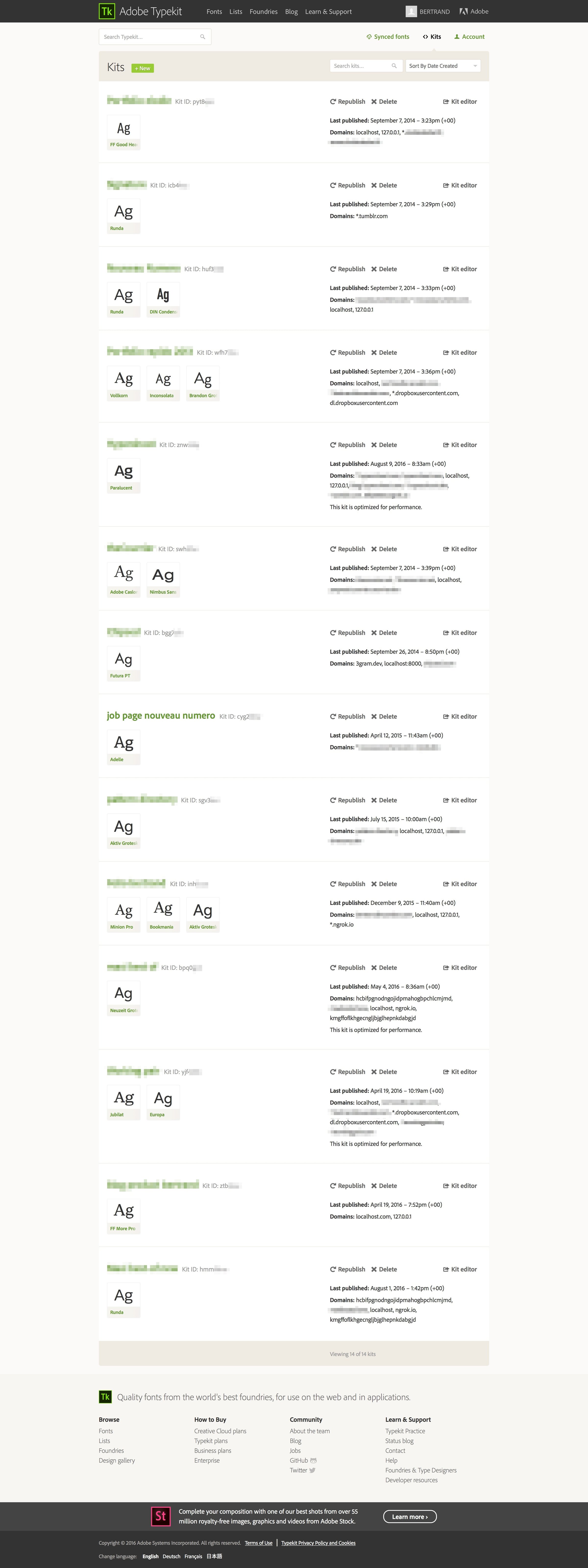 Typekit - List screen