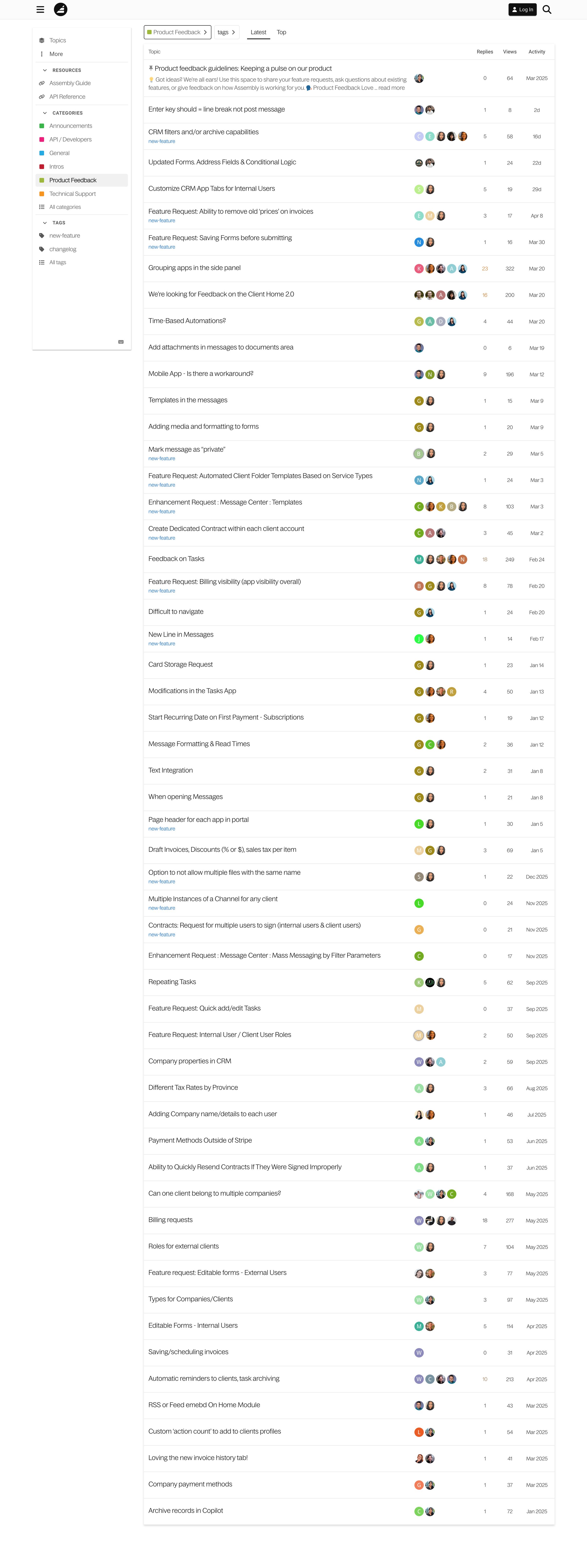 Assembly AI App Builder - Latest Product Feedback topics - Assembly Community screen