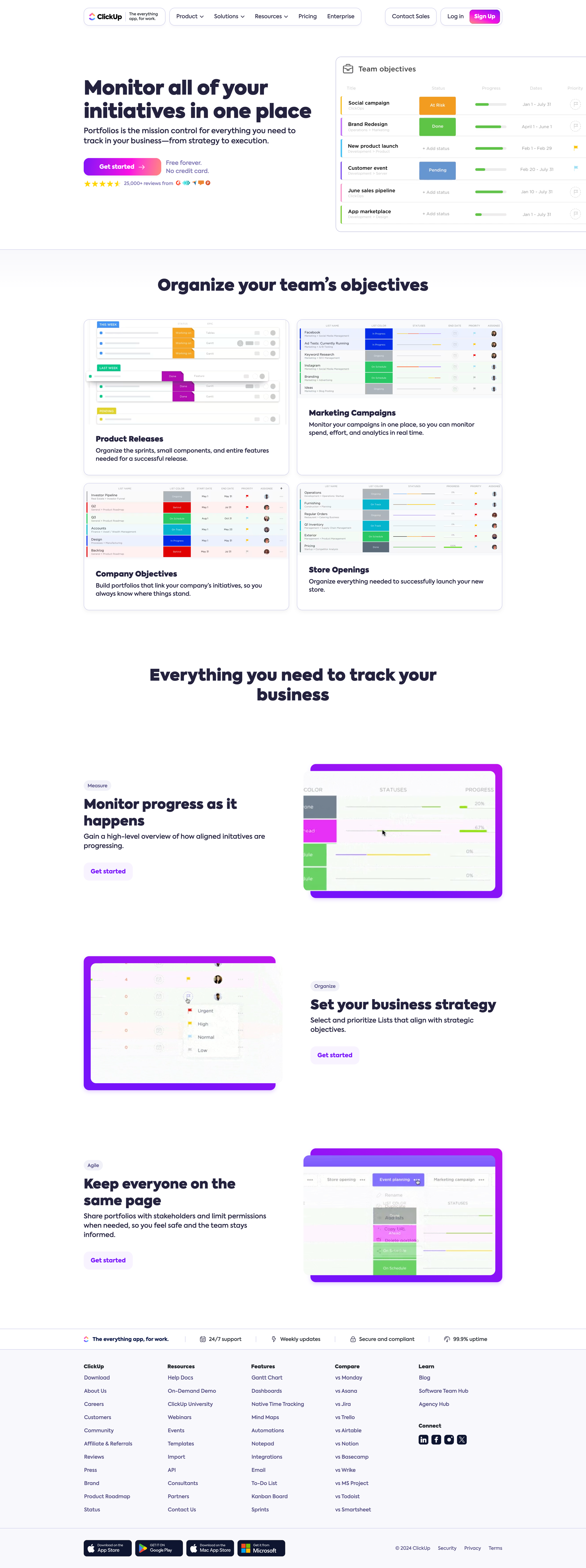 ClickUp - Portfolios in ClickUp screen