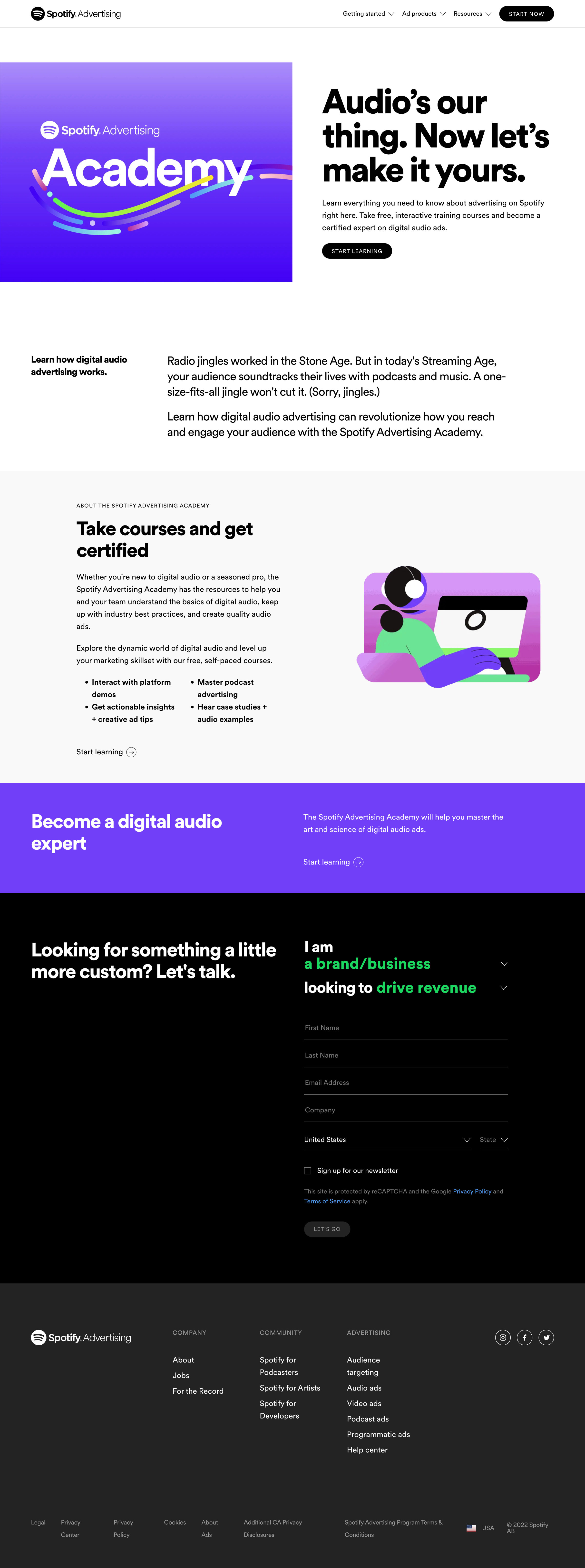 Spotify - The Spotify Advertising Academy Get Certified in Spotify Ads screen