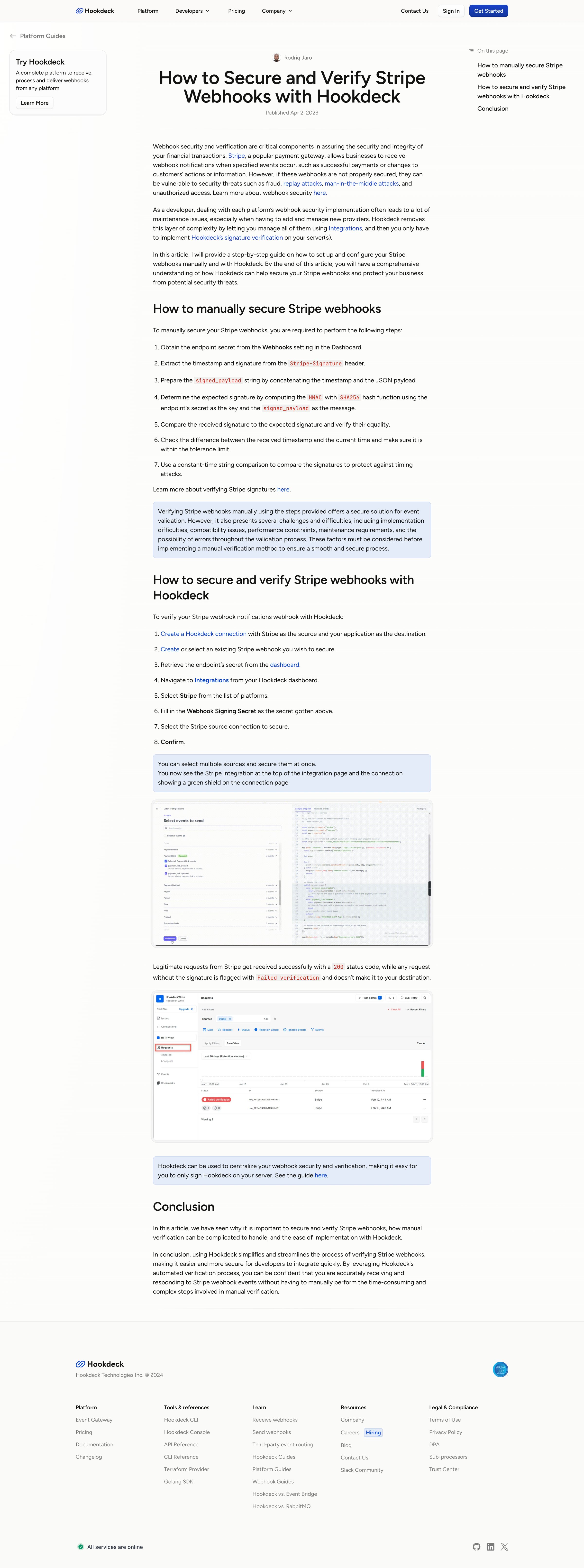 Hookdeck - How to Secure and Verify Stripe Webhooks with Hookdeck screen