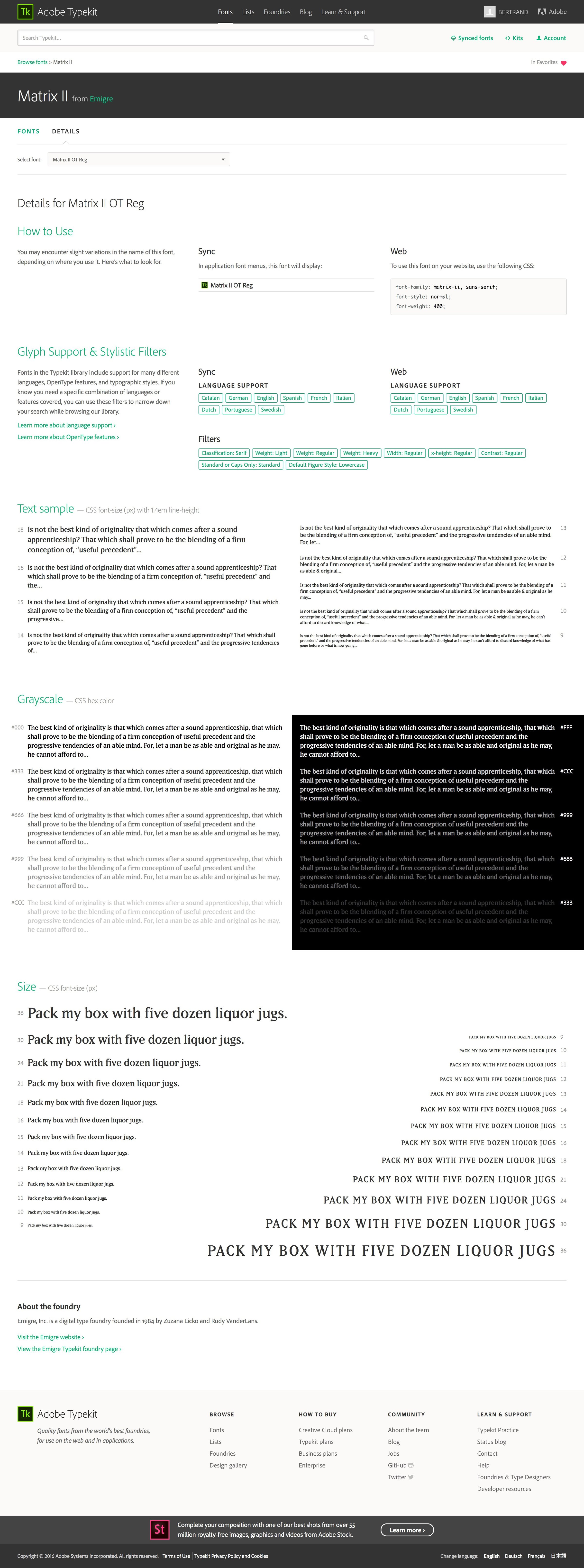 Typekit - Single screen