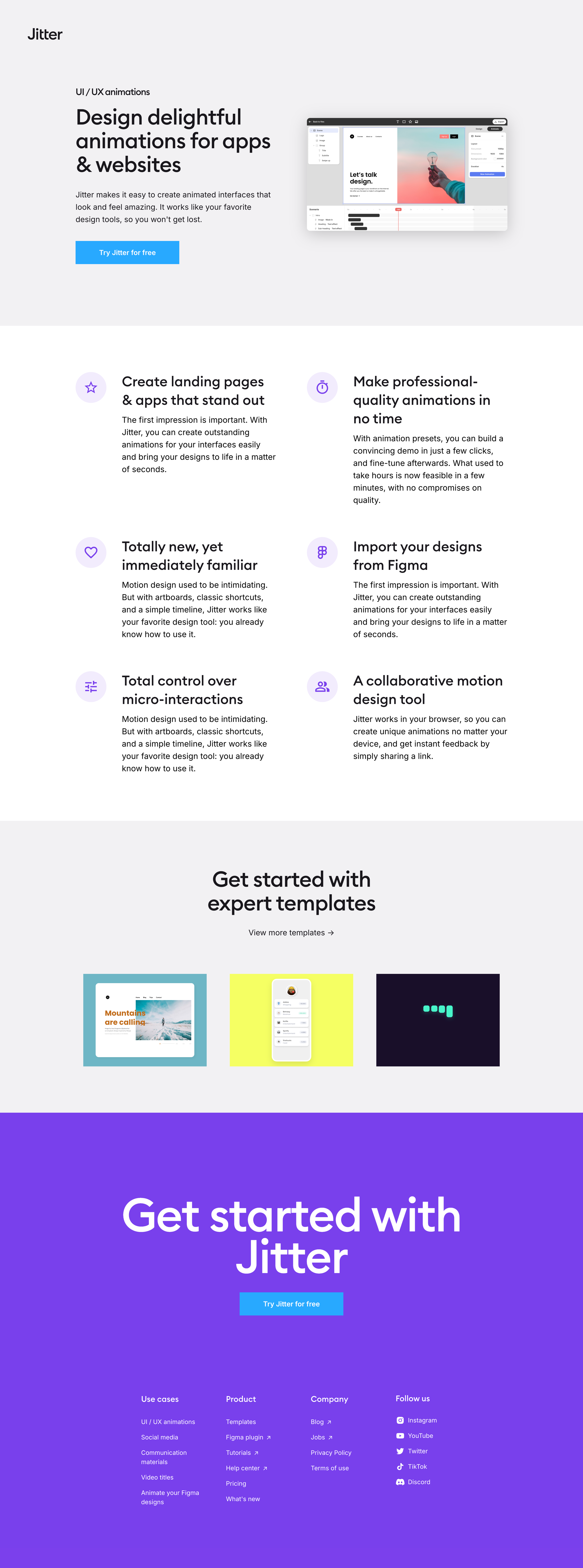 Jitter - Design delightful animations for apps | websites · Jitter screen