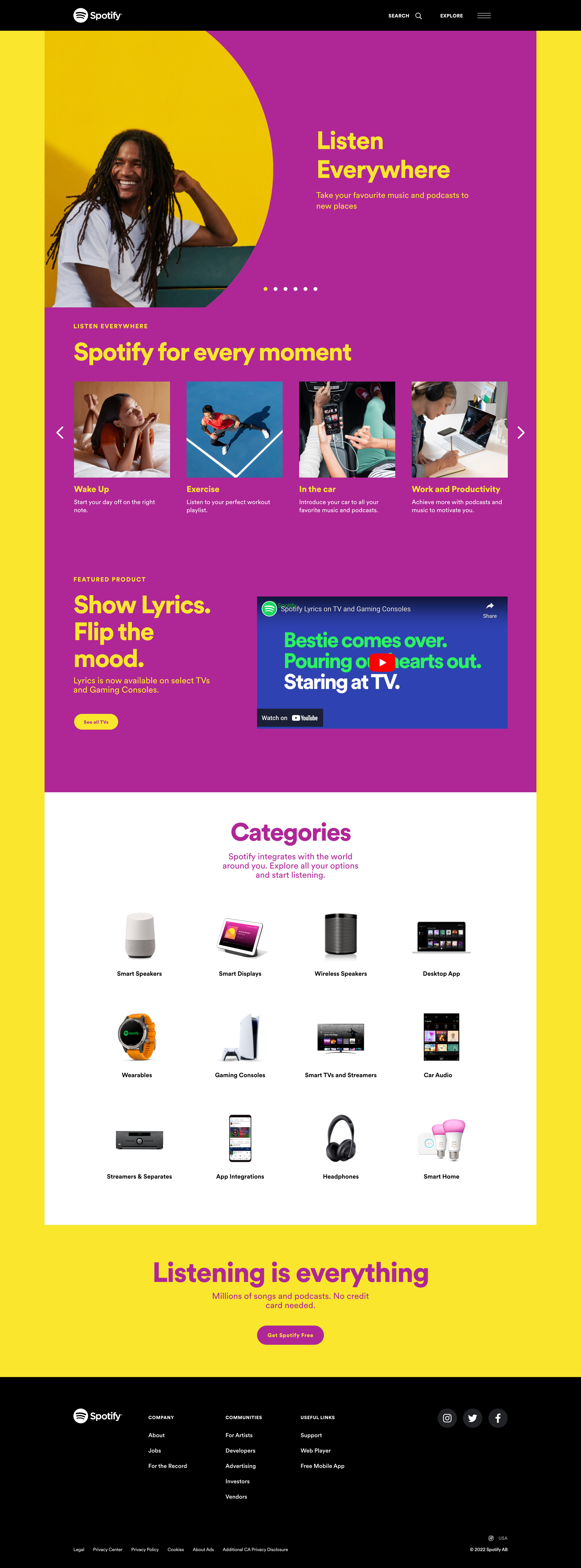 Spotify - Explore - Spotify | Listen everywhere screen