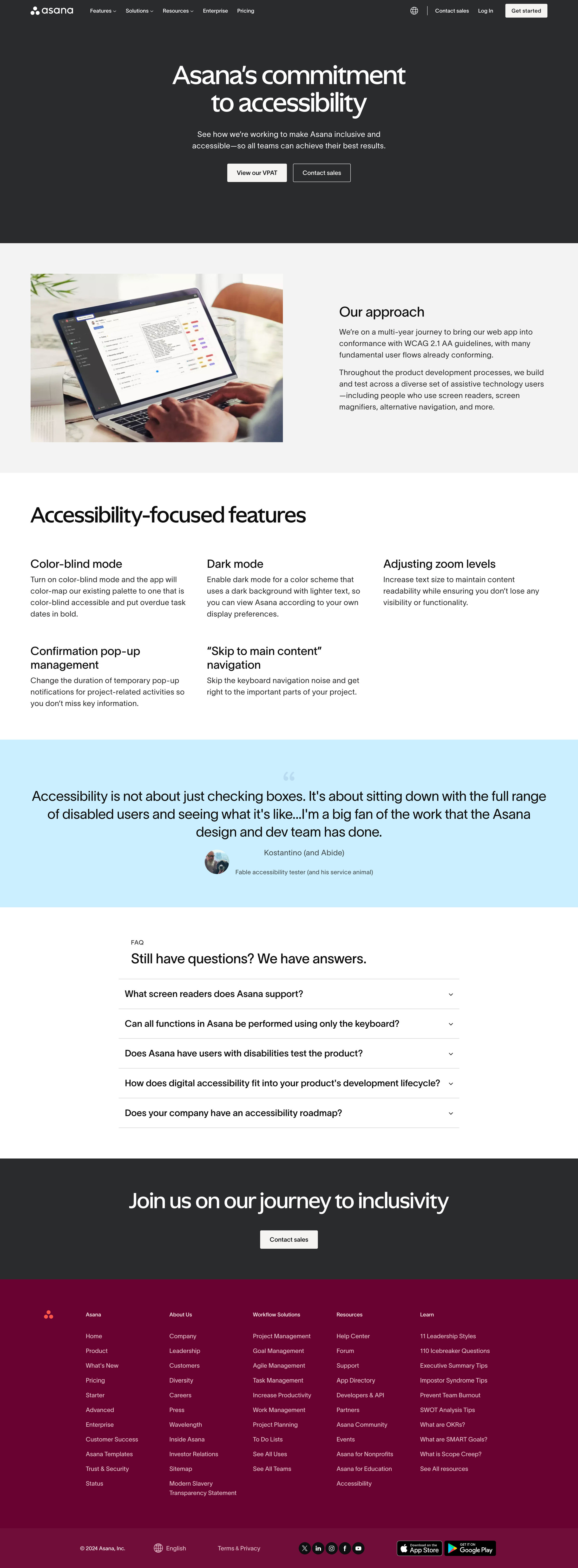 Asana - Public Commitment to Accessibility • Asana • Asana screen
