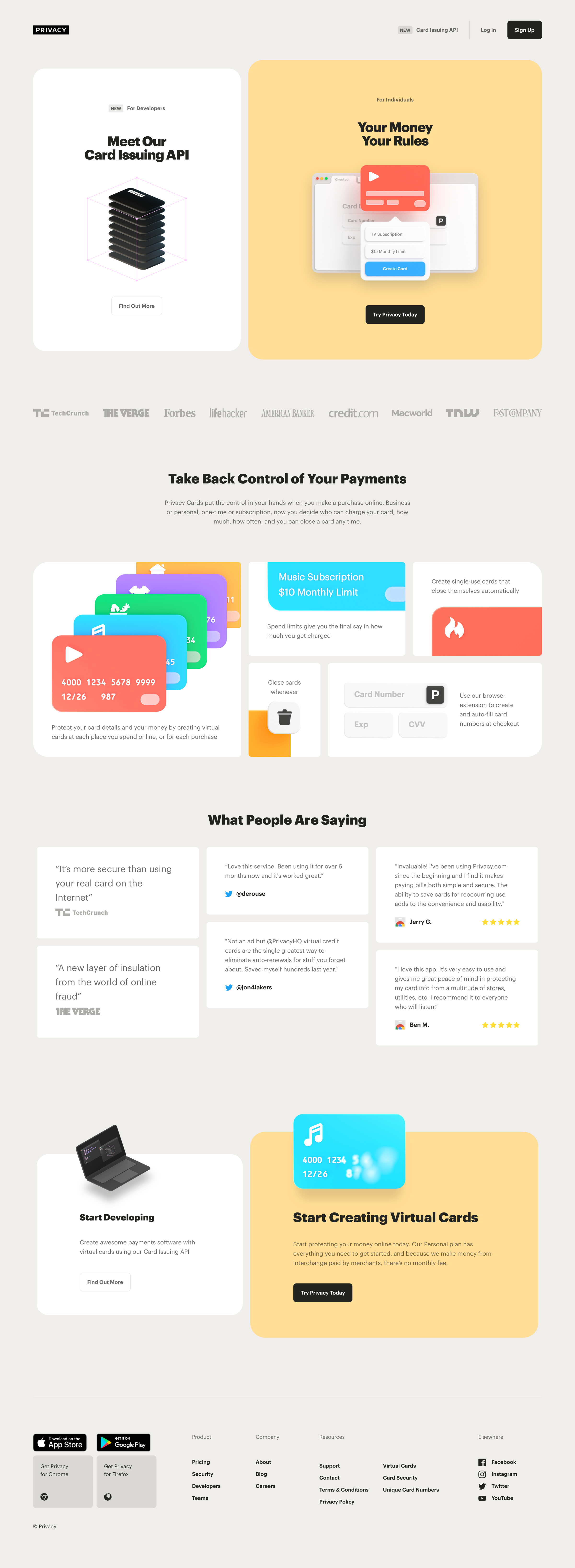 Landing page from Privacy