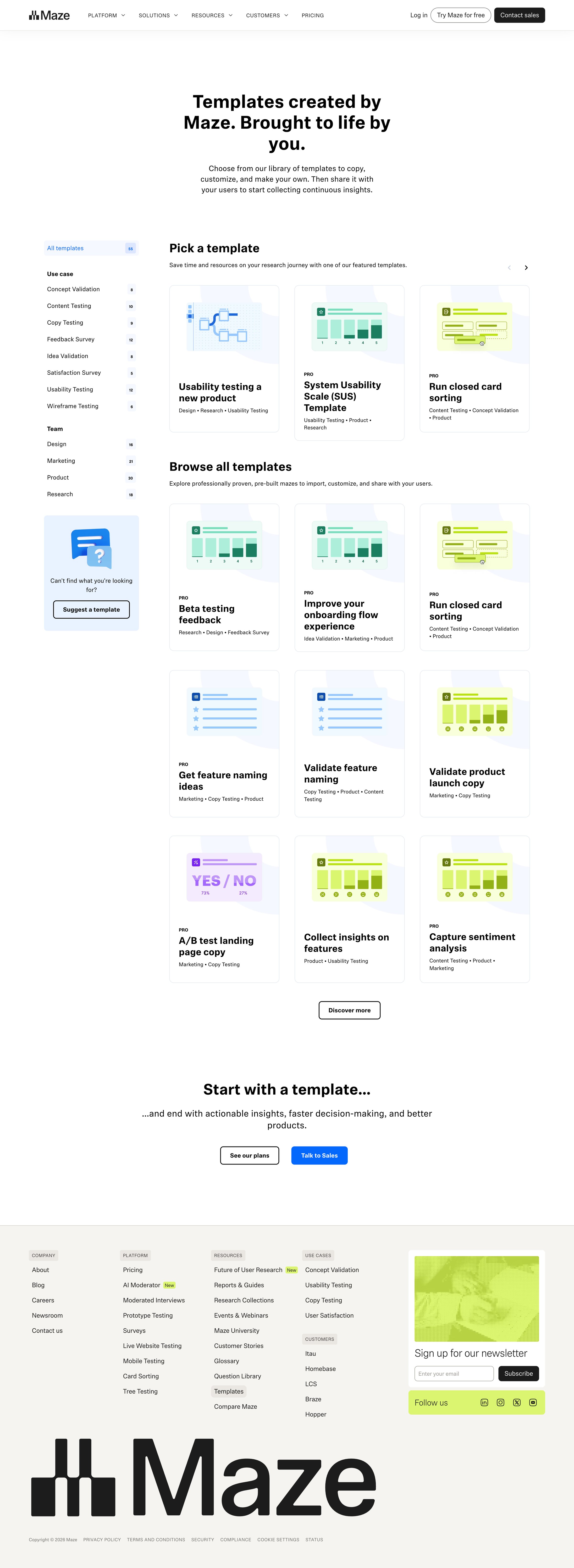 Maze - Templates Maze screen