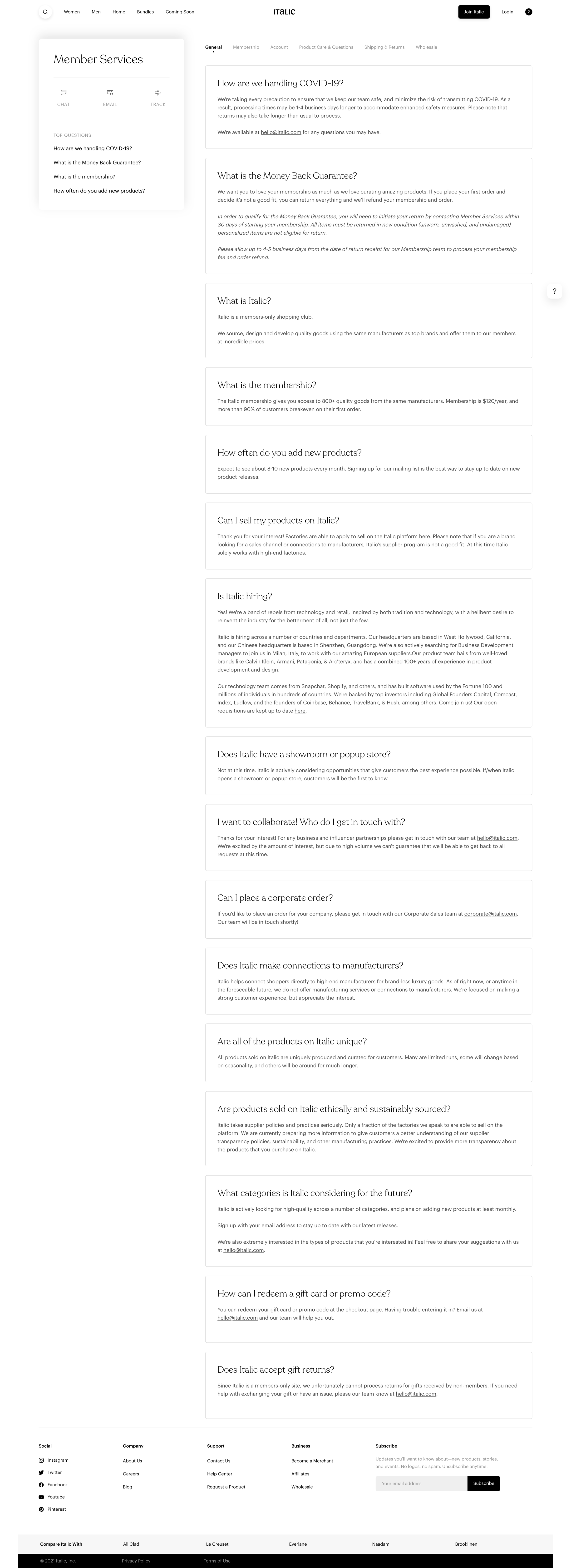 Italic - Frequently Asked Questions (FAQ) from Italic