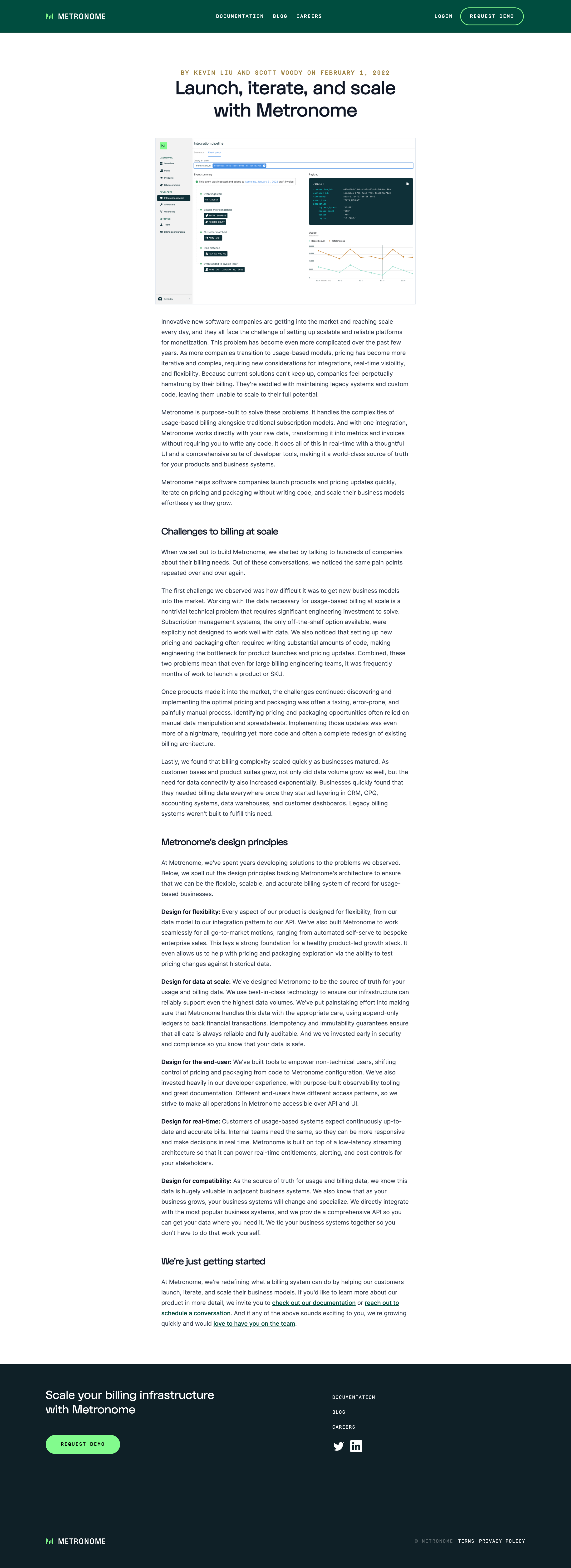 Metronome - Launch, iterate, and scale with Metronome | Metronome blog screen