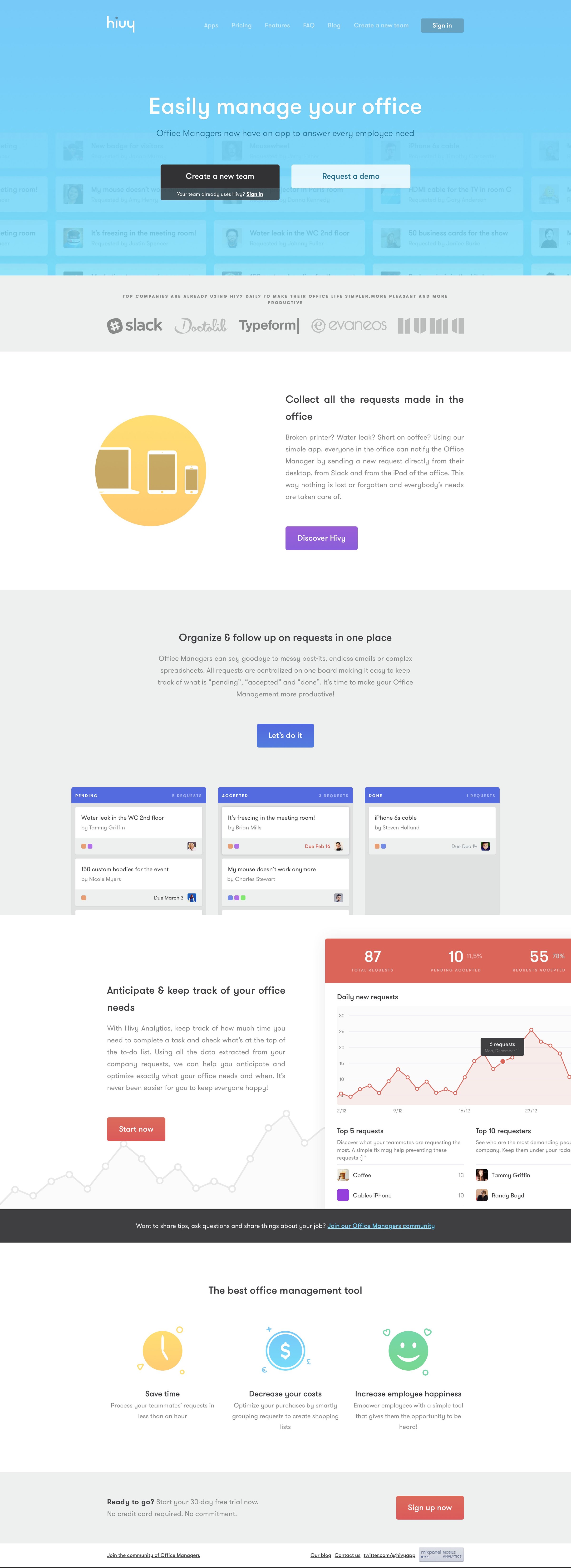 Hivy - Landing page screen