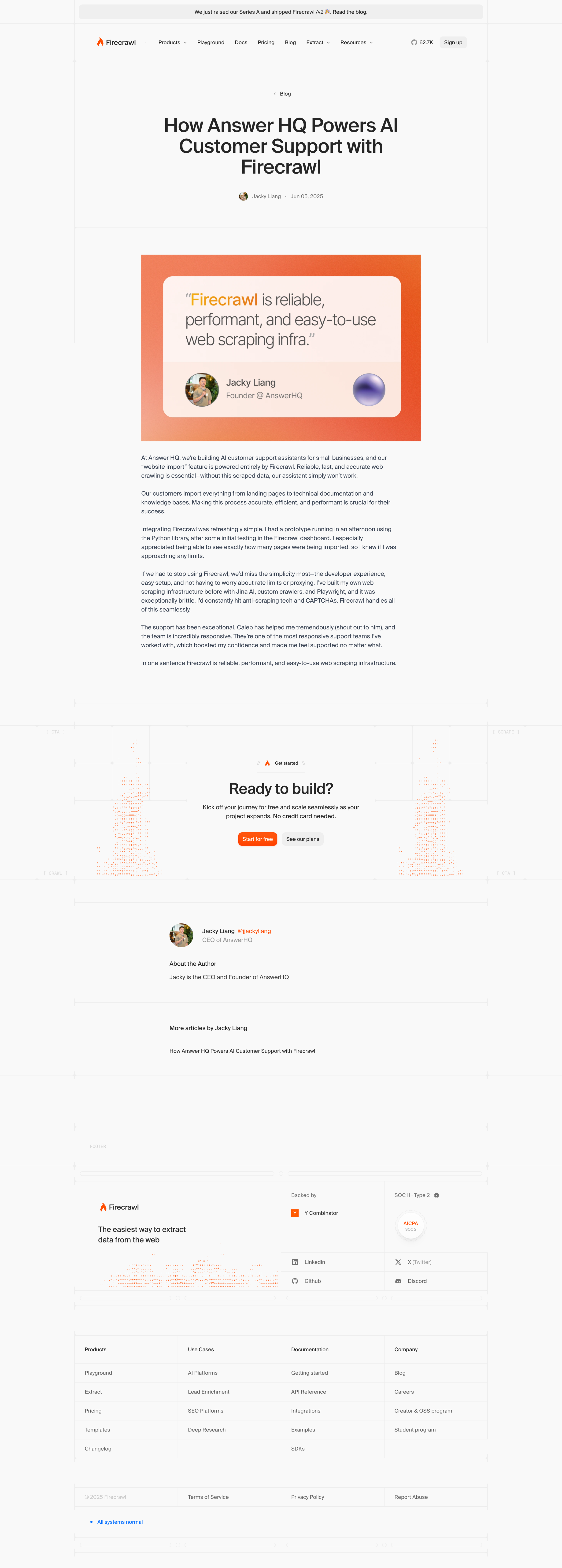 Firecrawl - How Answer HQ Powers AI Customer Support with Firecrawl screen
