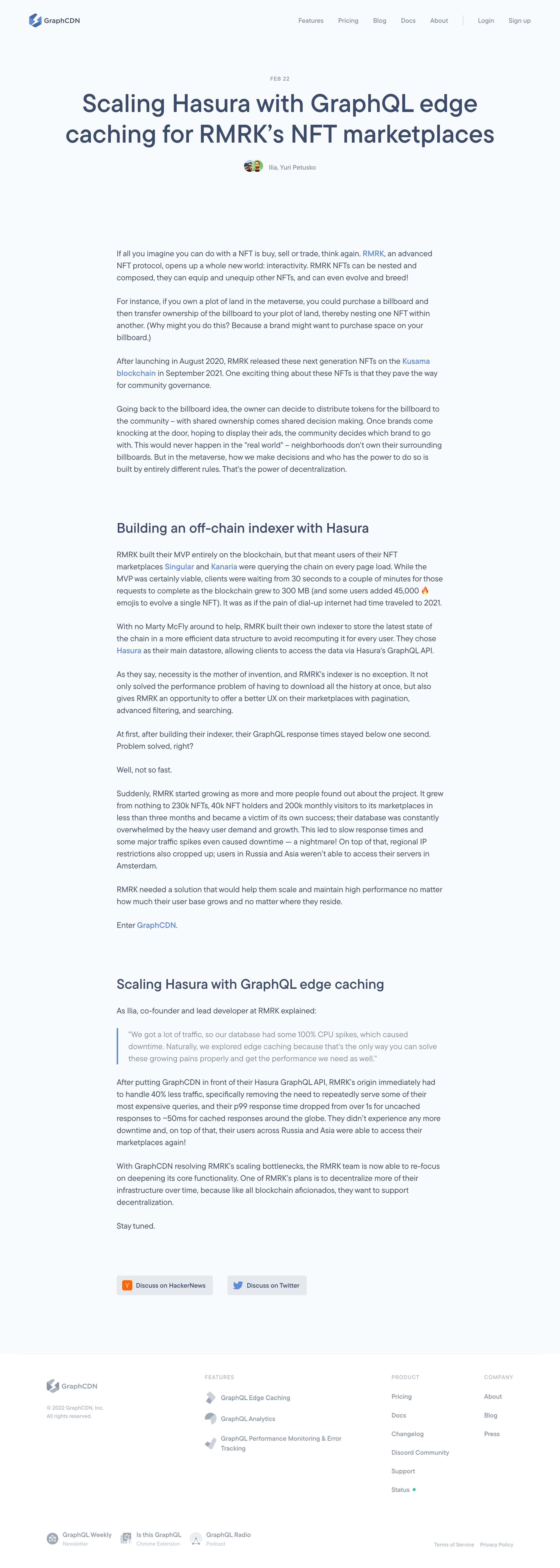 GraphCDN - Scaling Hasura with GraphQL edge caching for RMRK’s NFT marketpla screen
