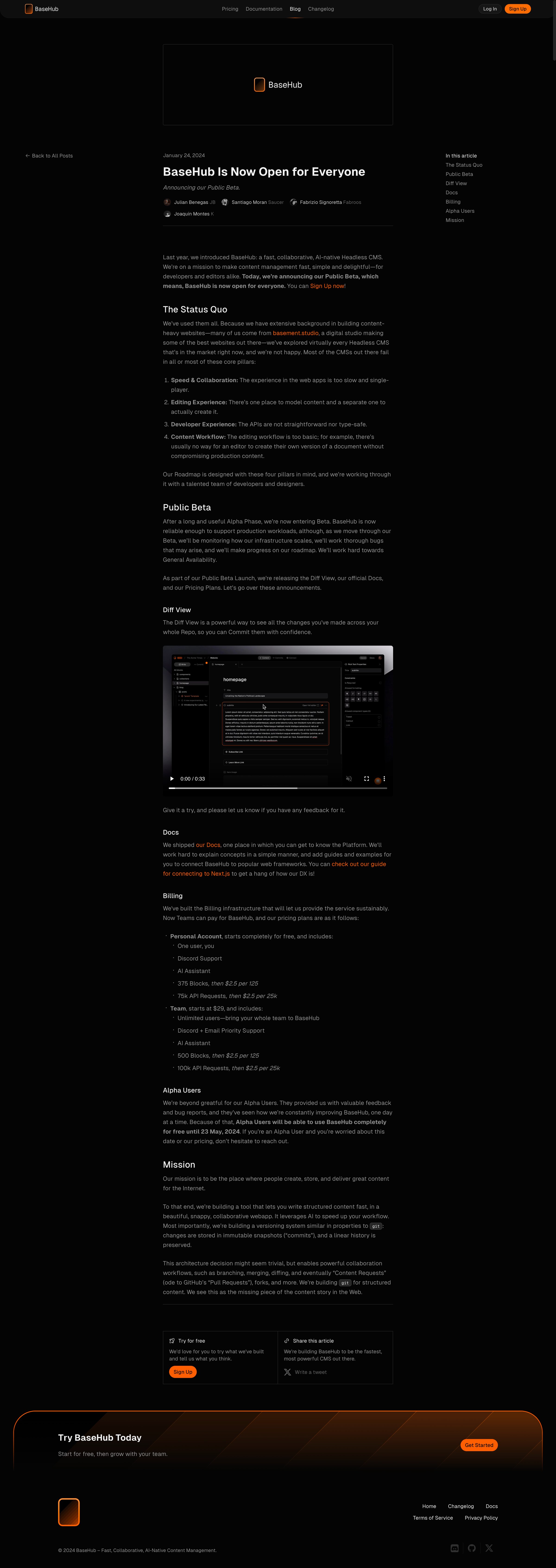 Basehub - BaseHub Is Now Open for Everyone | Blog — BaseHub screen