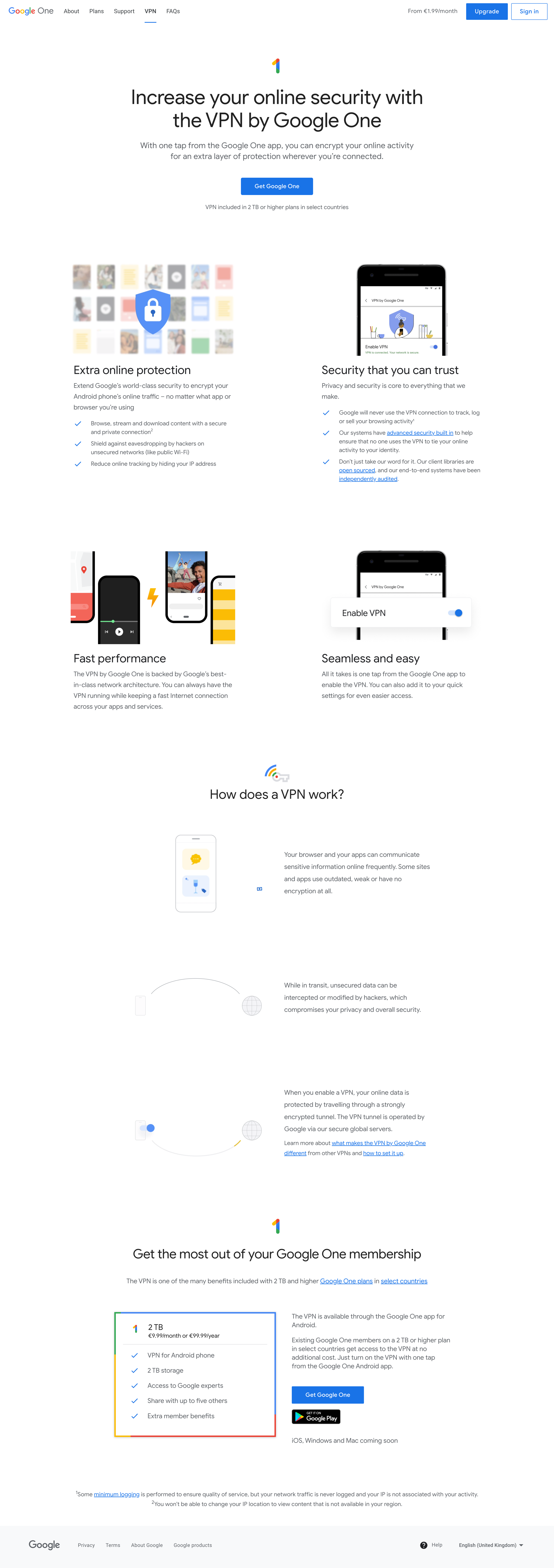 Google One - VPN by Google One – Extra online security for your phone screen