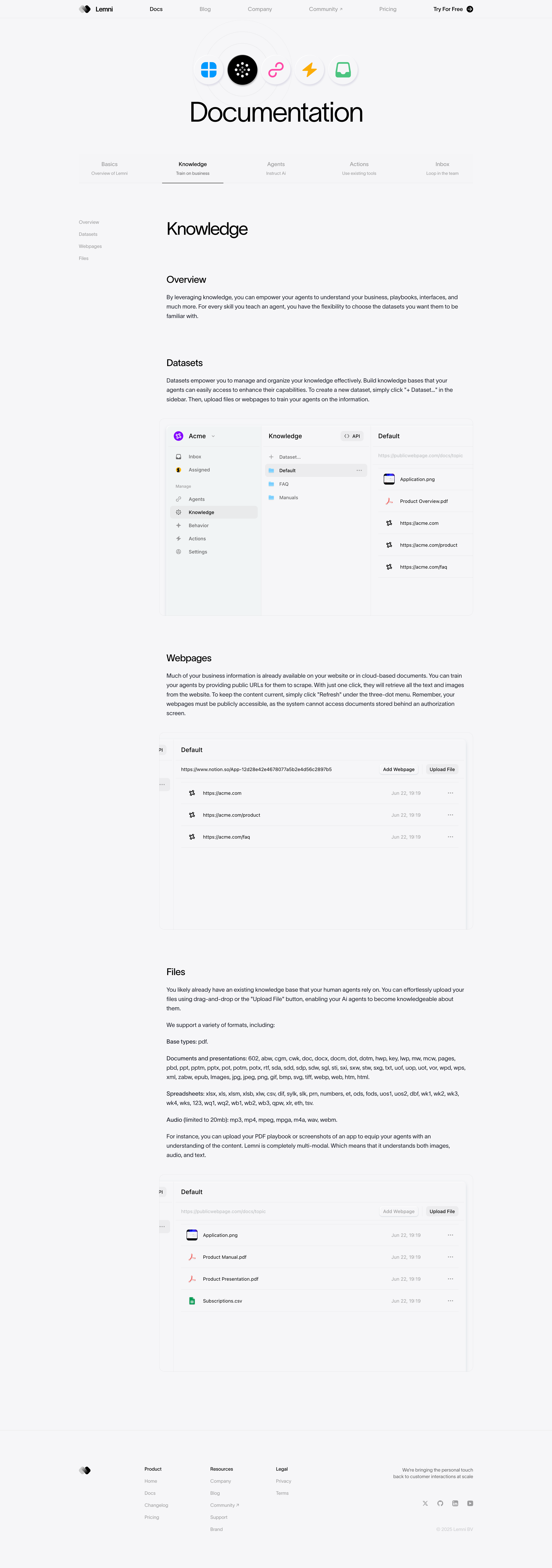 Lemni - Lemni · Docs › Knowledge screen
