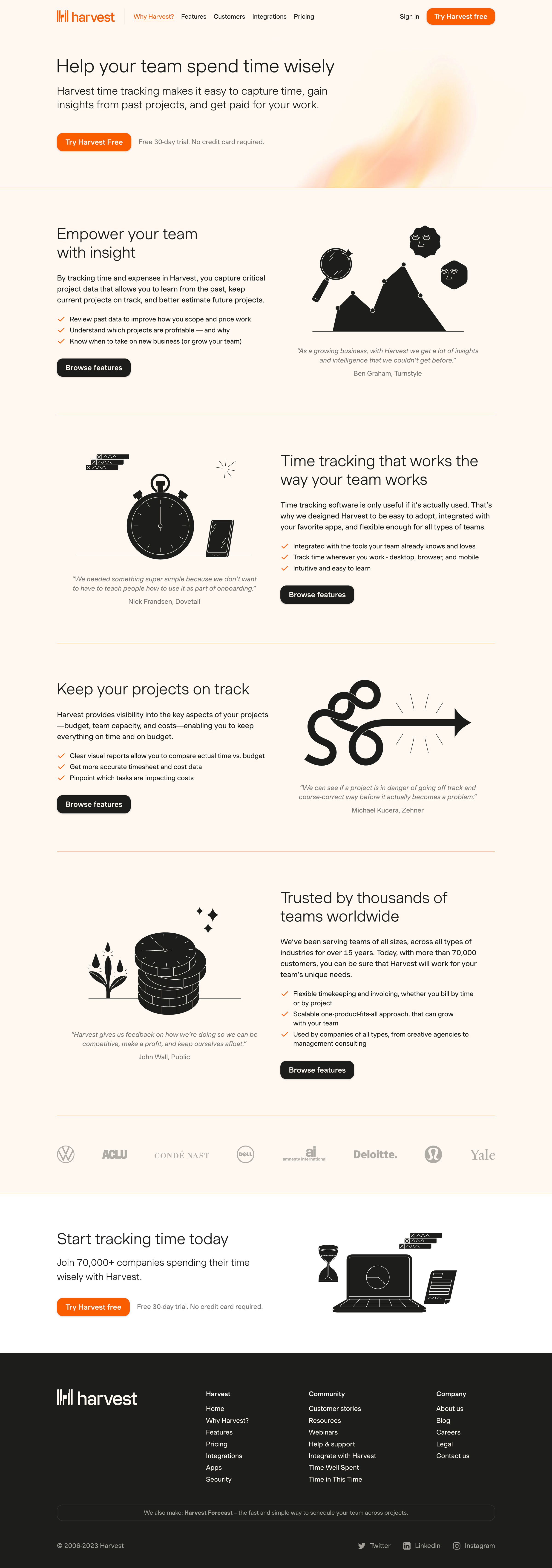 Harvest - Why Harvest | Time Tracking, Reporting, and Invoicing screen