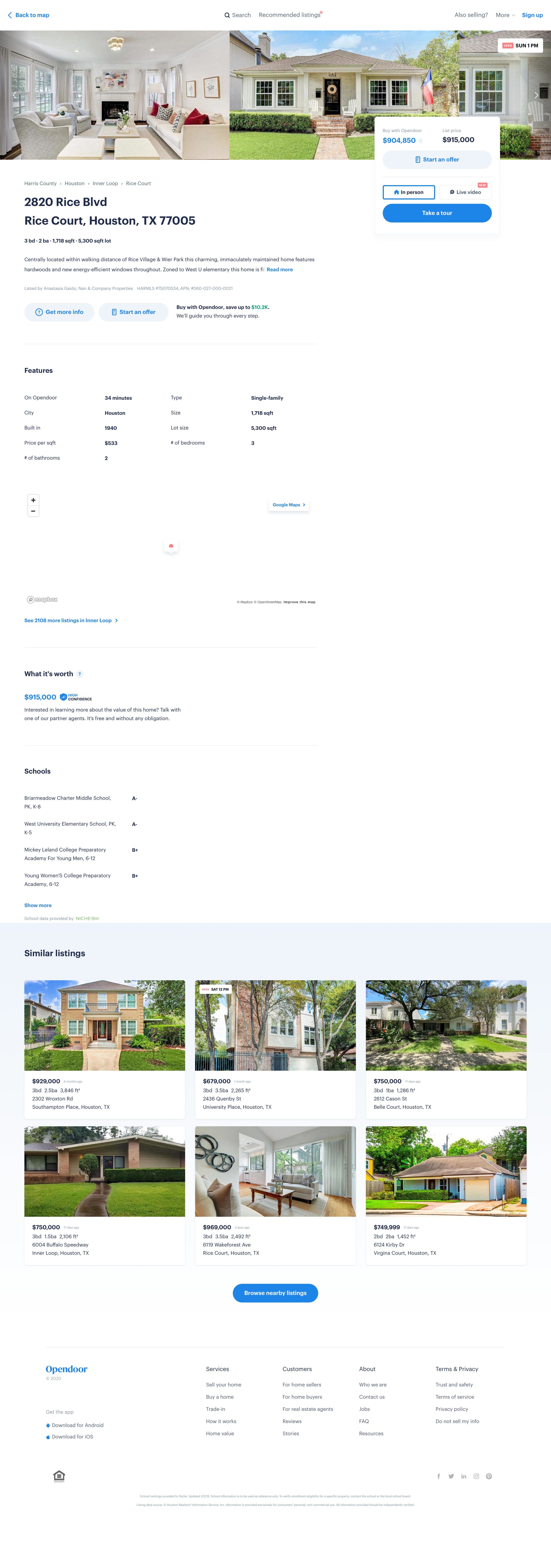 Opendoor - 2820 Rice Blvd, Houston, TX 77005 | Opendoor screen