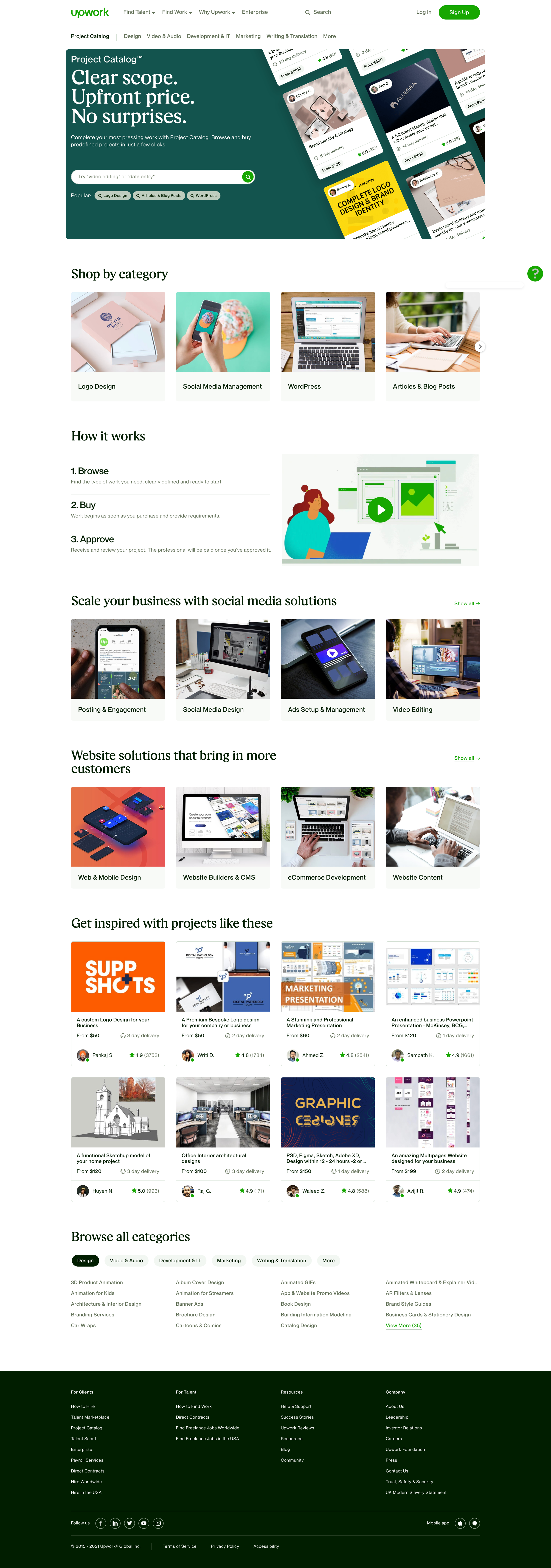 Upwork - Project Catalog - Freelance Services for Your Business | Upwork screen