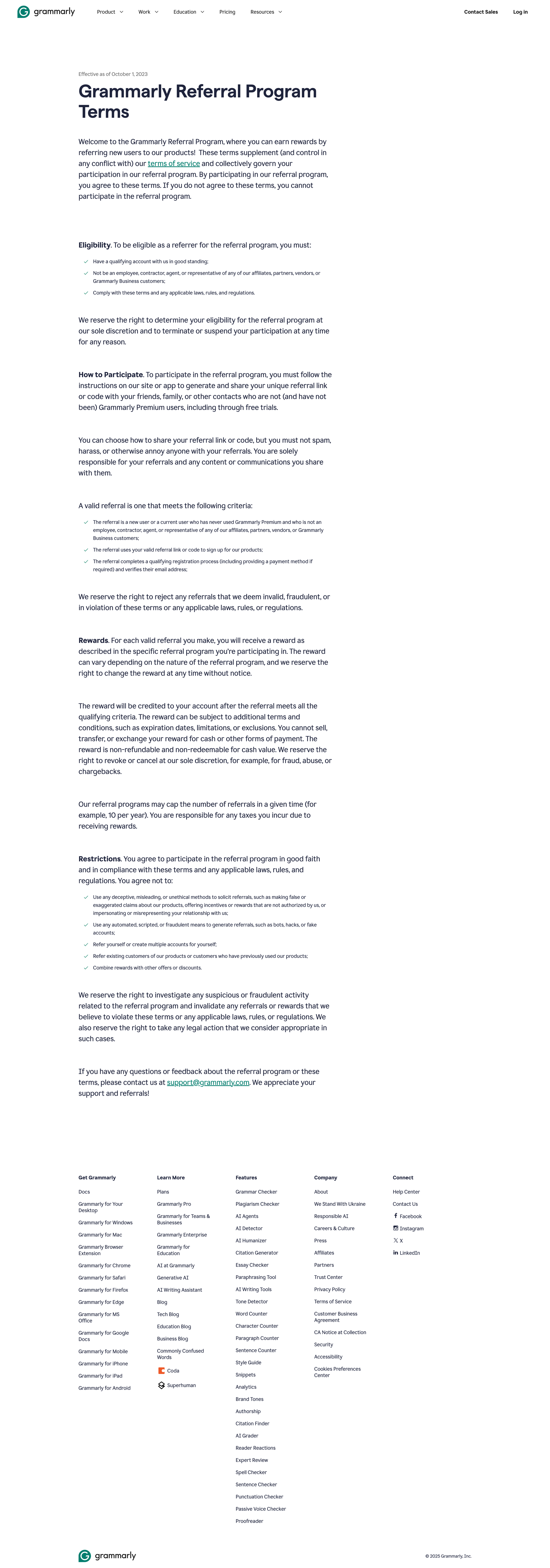 Referral Program Terms Grammarly from Grammarly