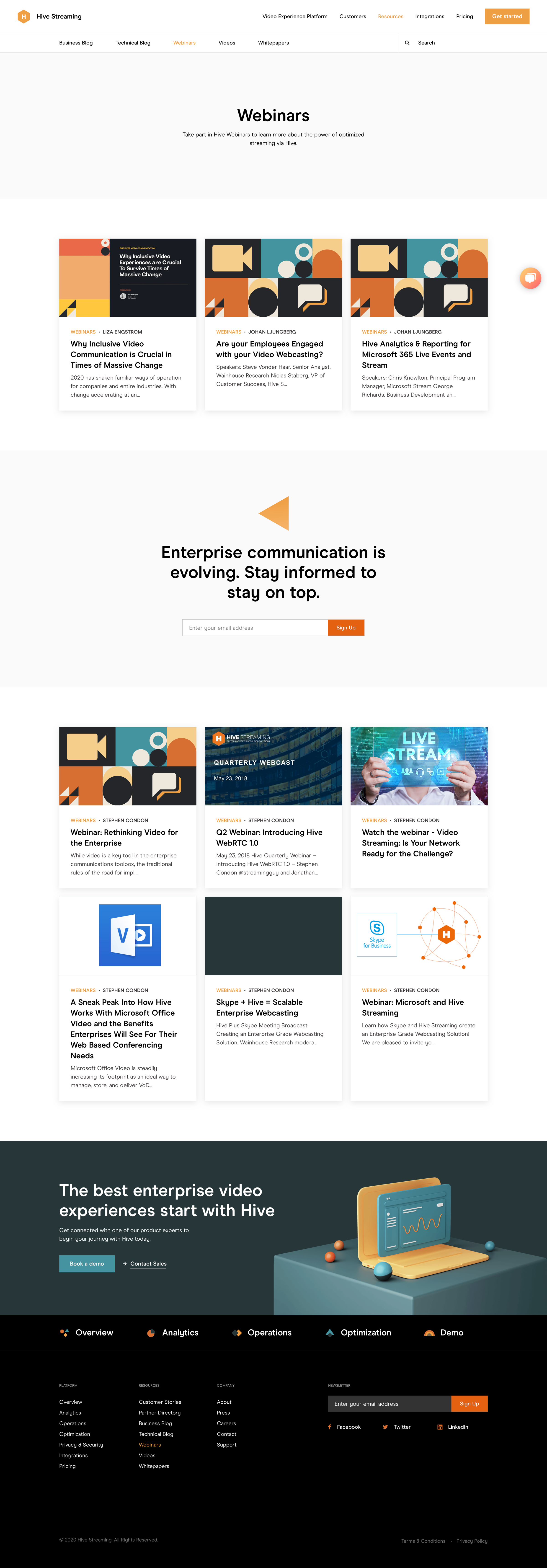 Hive streaming - Webinars — Hive Streaming screen