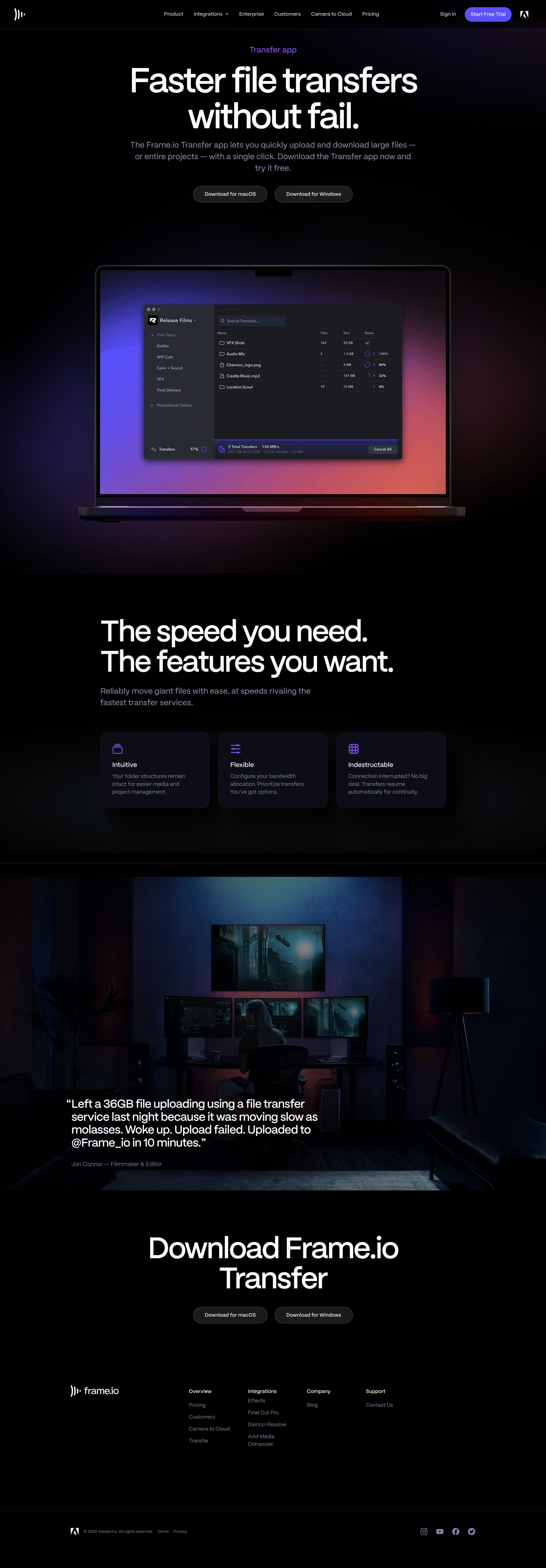 Frame.io - Frame.io | Transfer screen