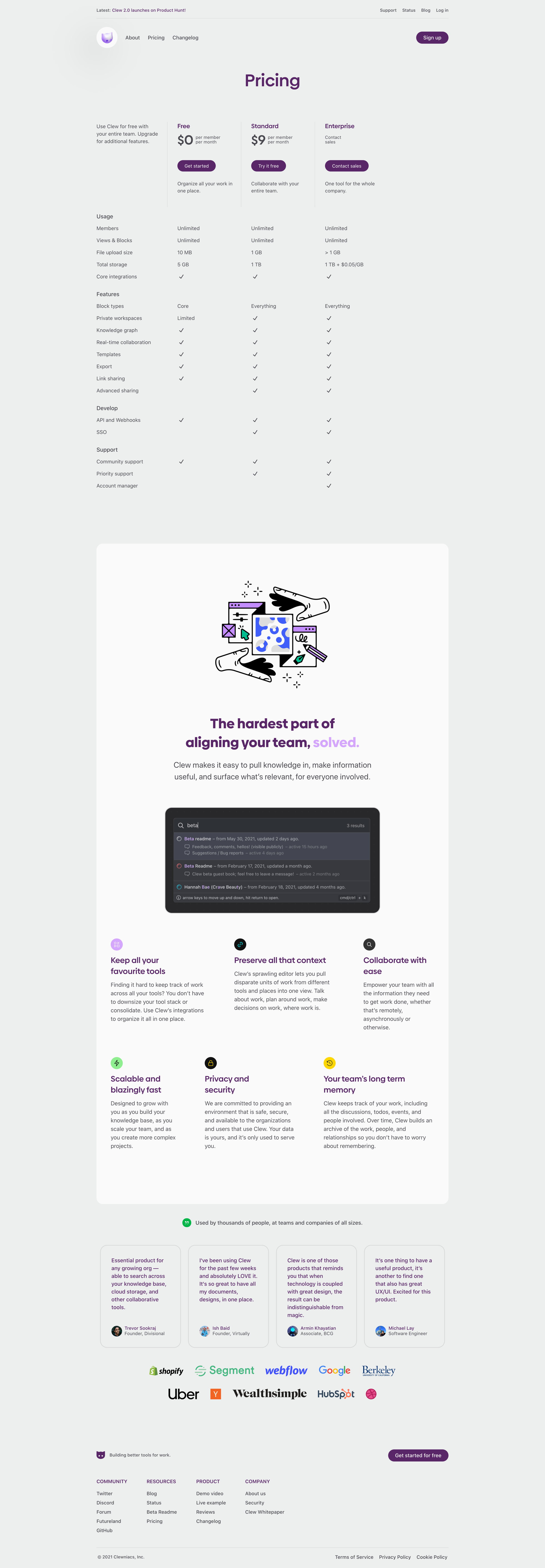 Clew - A Better Way to Work · Clew screen