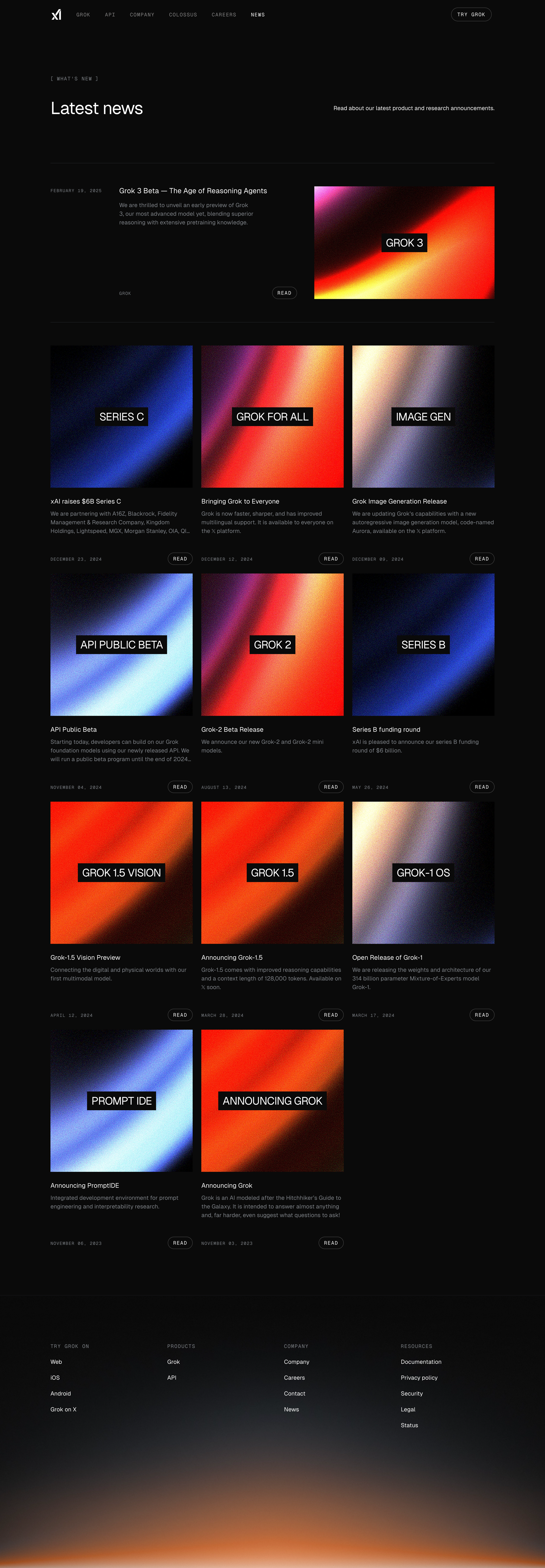 Grok - News | xAI screen