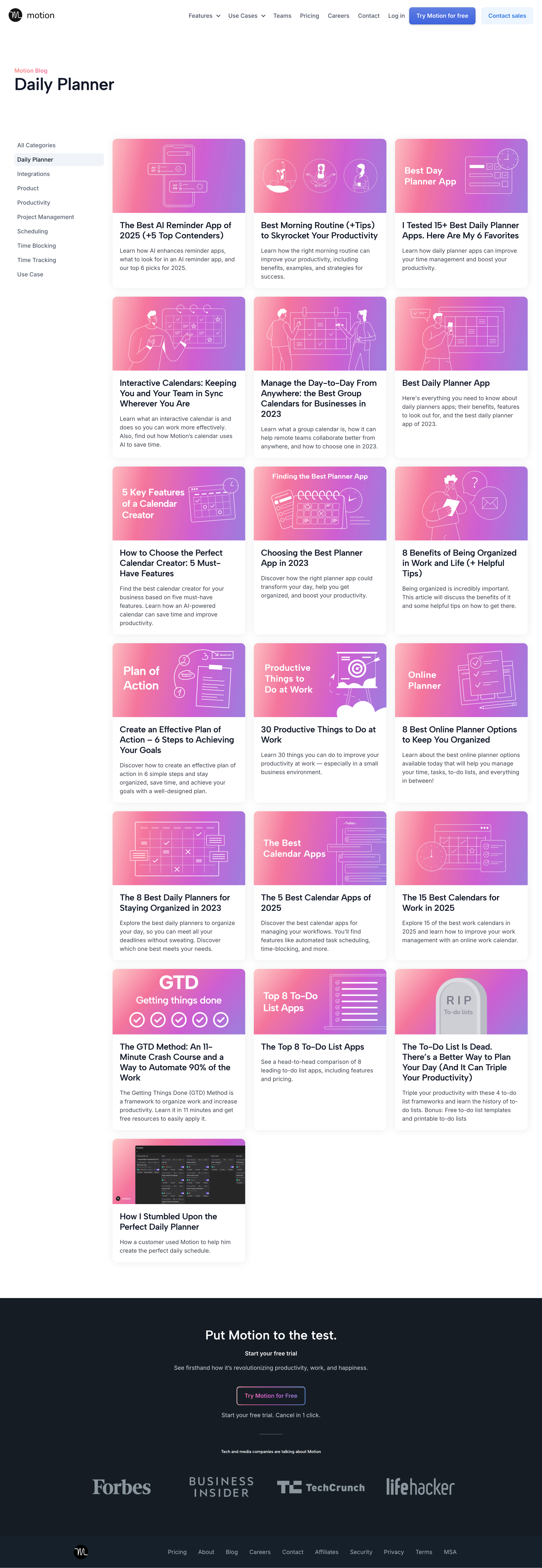 Motion - Motion Main Site screen