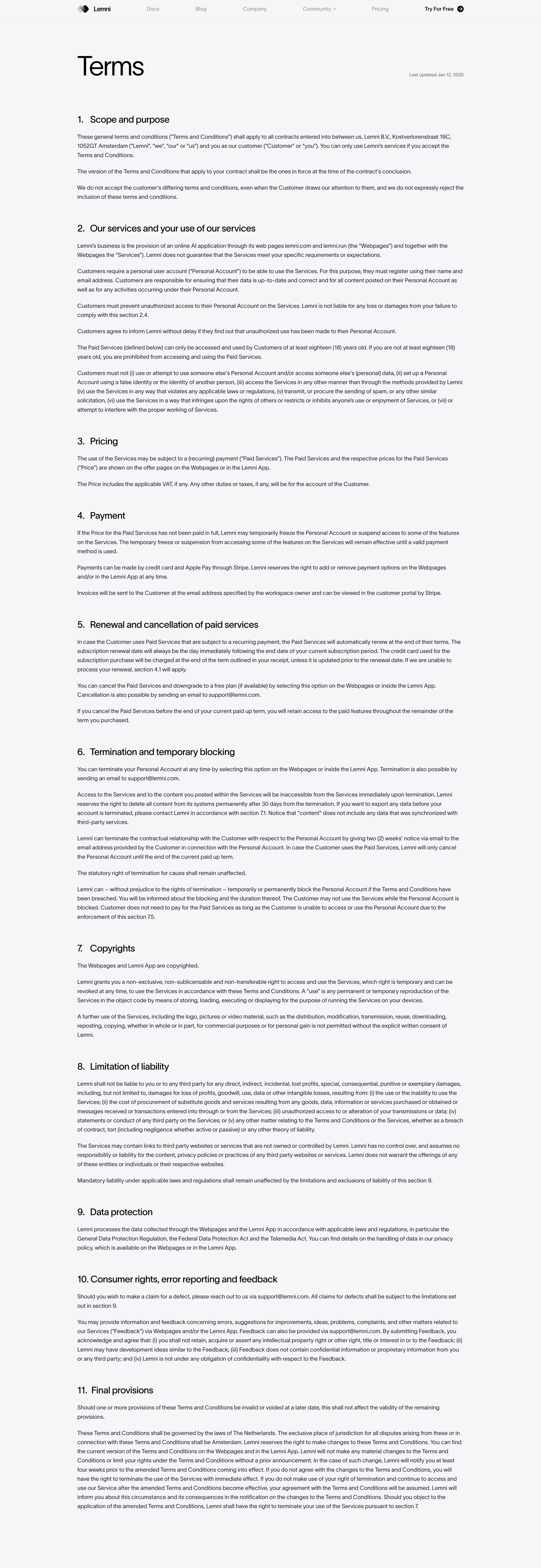 Lemni - Lemni · Terms screen