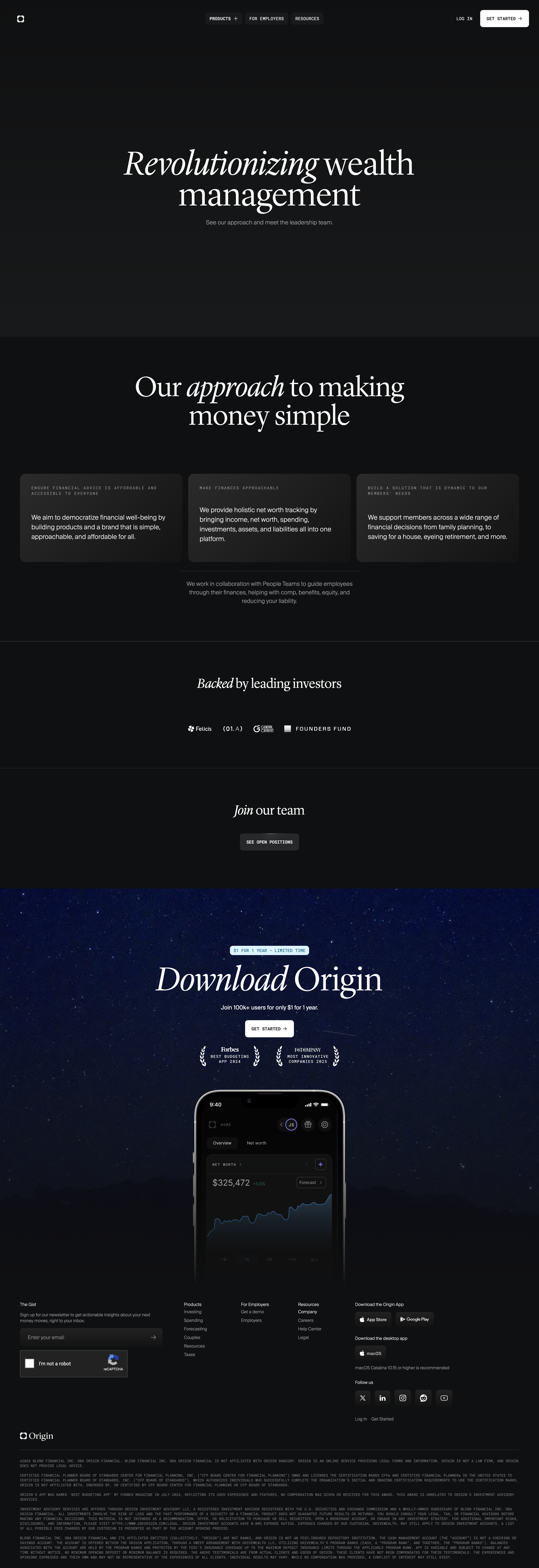 Origin Financial - About Origin | Origin Financial screen