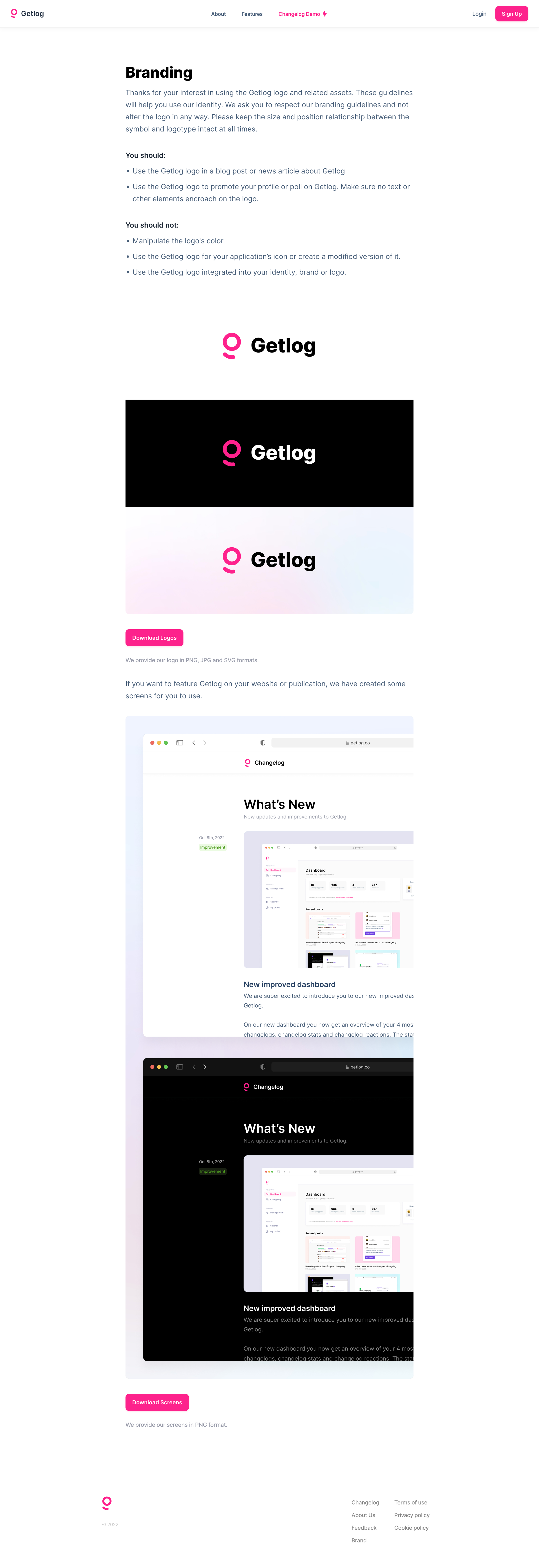 Getlog - Getlog - Brand screen