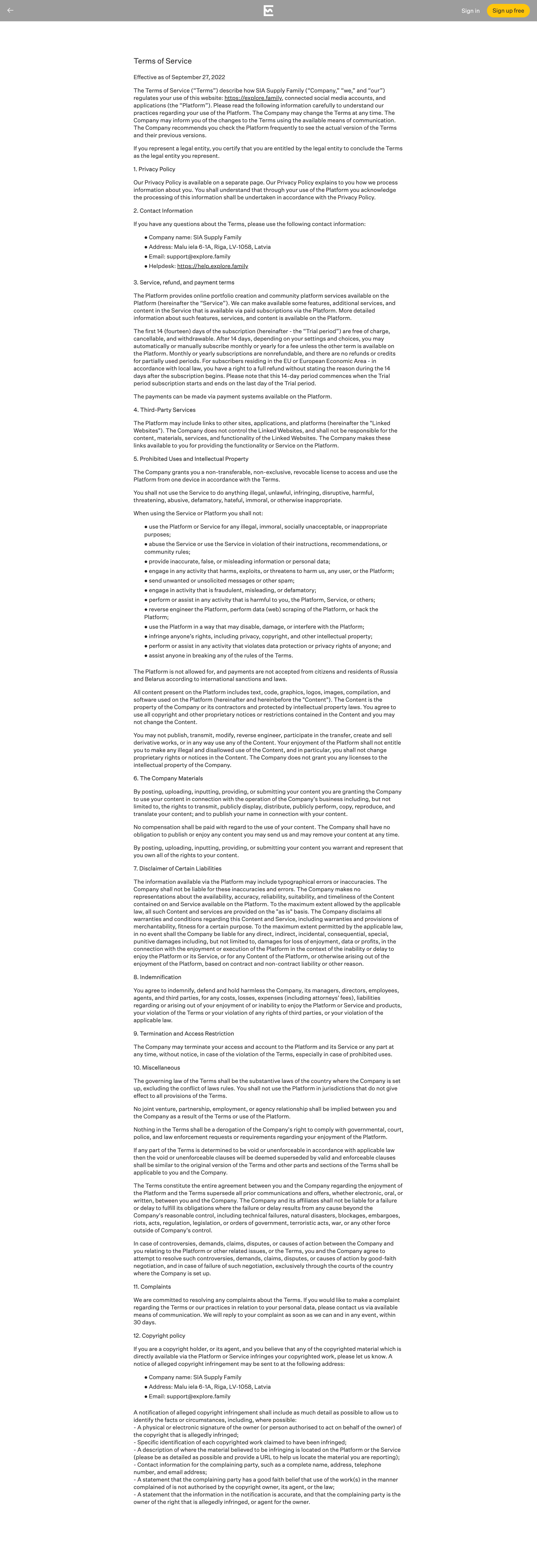 Explore - Terms | Conditions - Explore screen