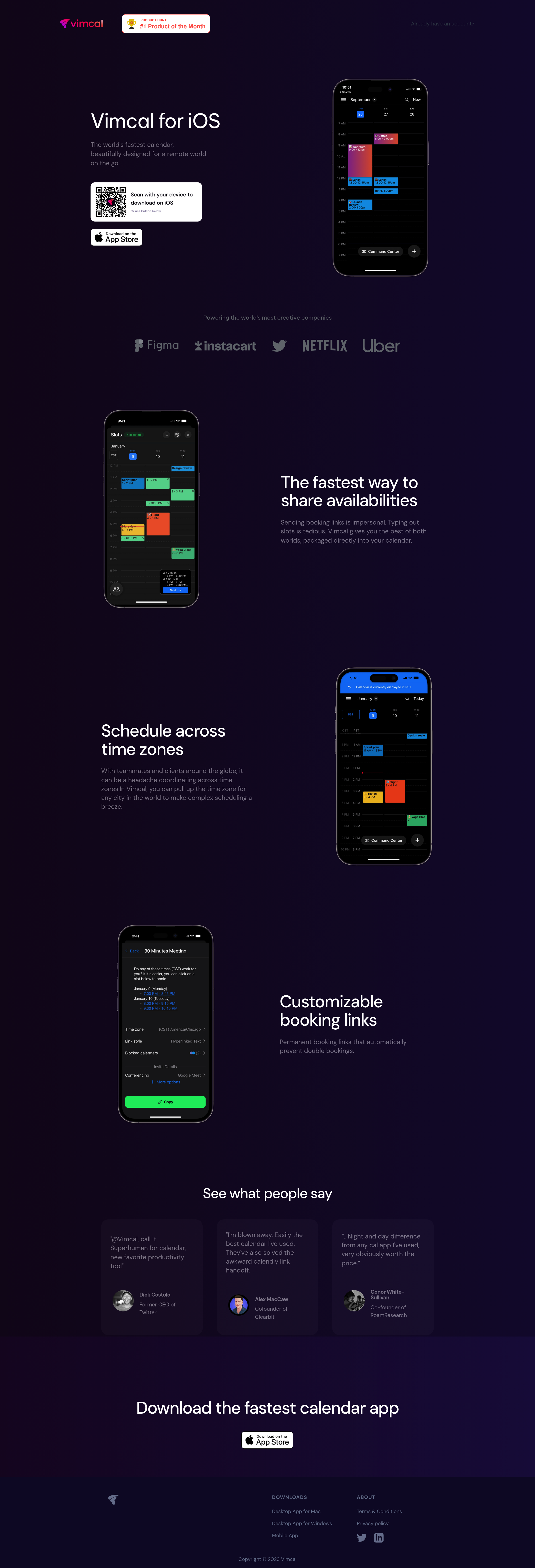downloads / ios · vimcal.com from Vimcal