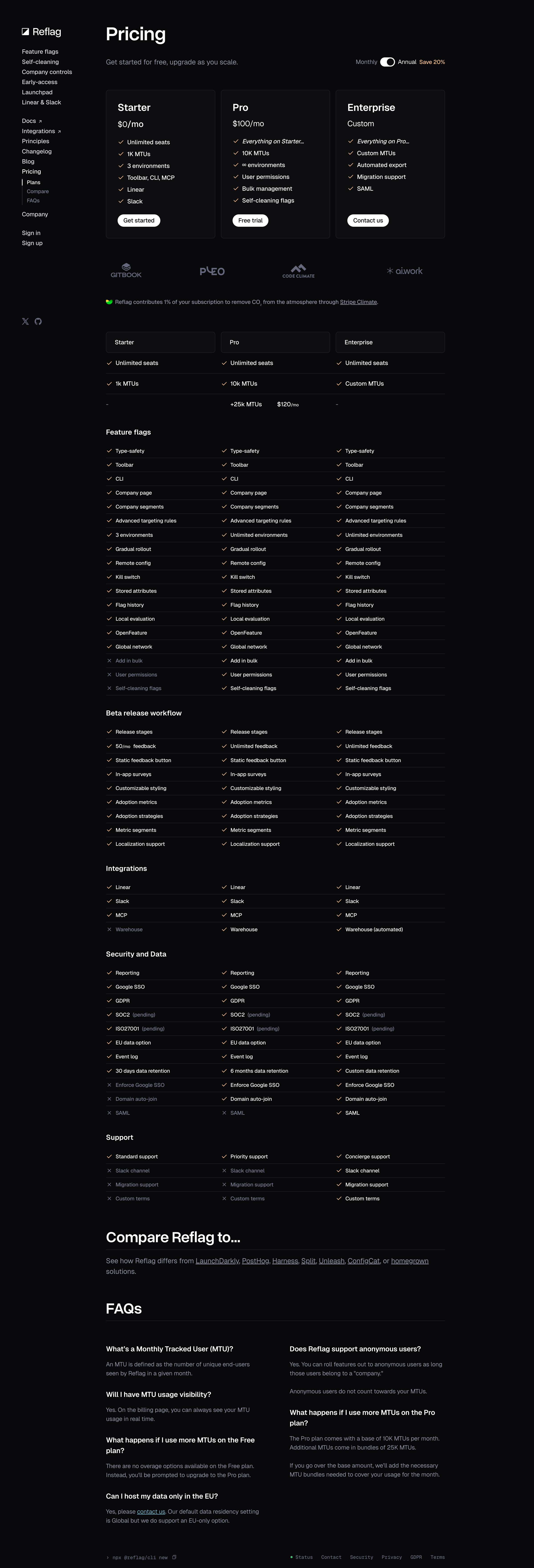 Reflag - Pricing Reflag screen