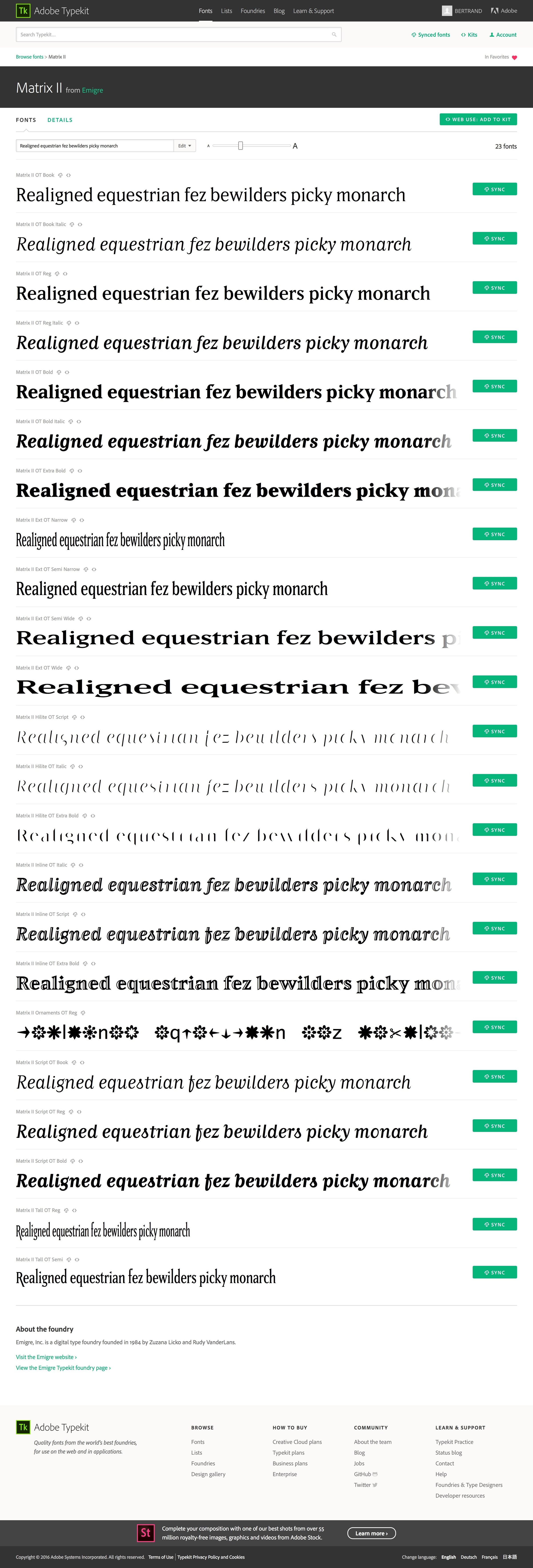 Typekit - Single screen