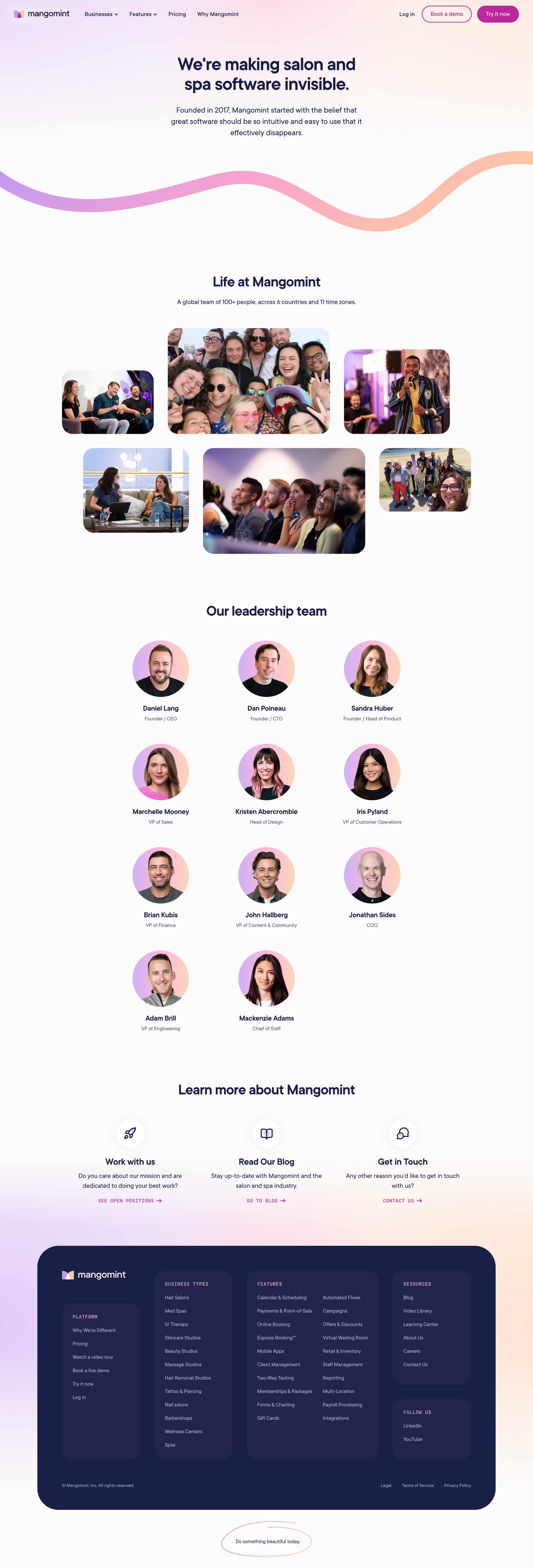 Mangomint - About Us | Mangomint Salon and Spa Software screen