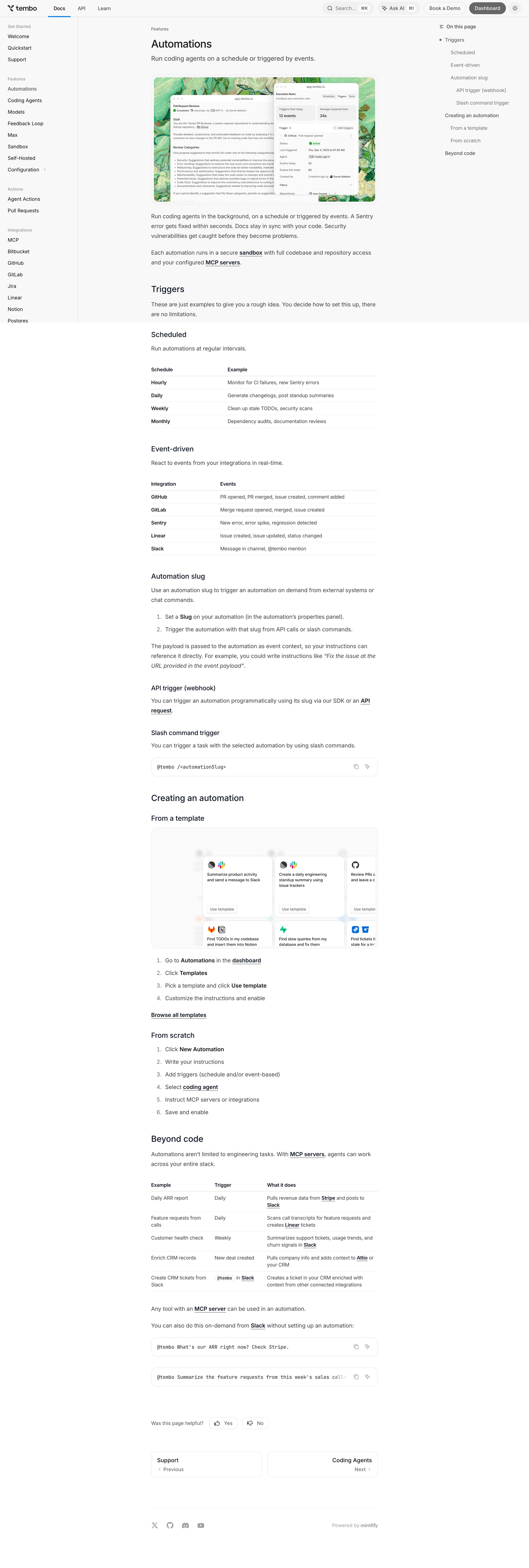 Automations - Tembo Docs from Tembo
