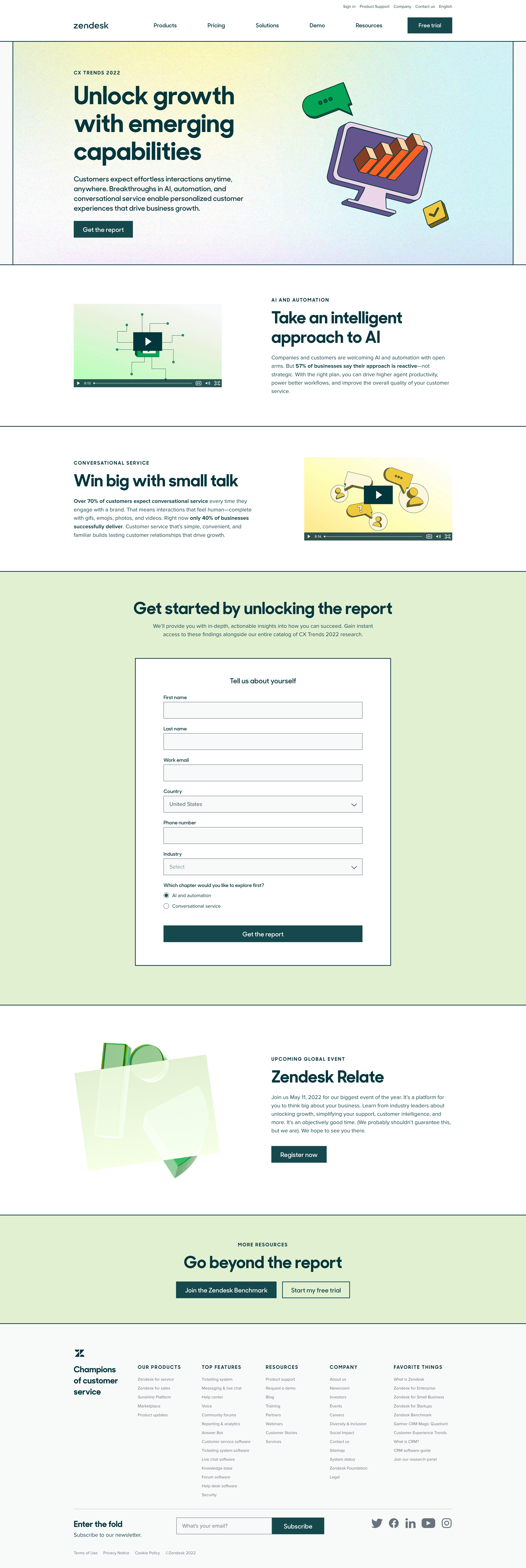 Zendesk - Customer Experience Trends 2022 AI and Conversational Service screen