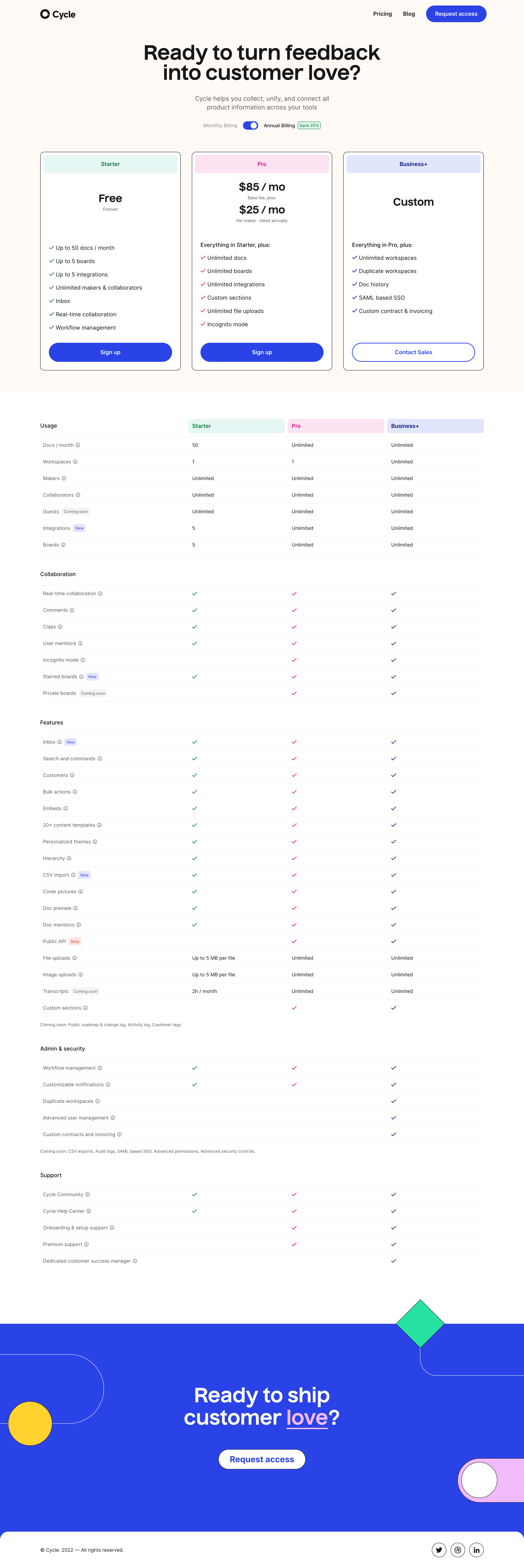 Cycle - Pricing | Cycle screen