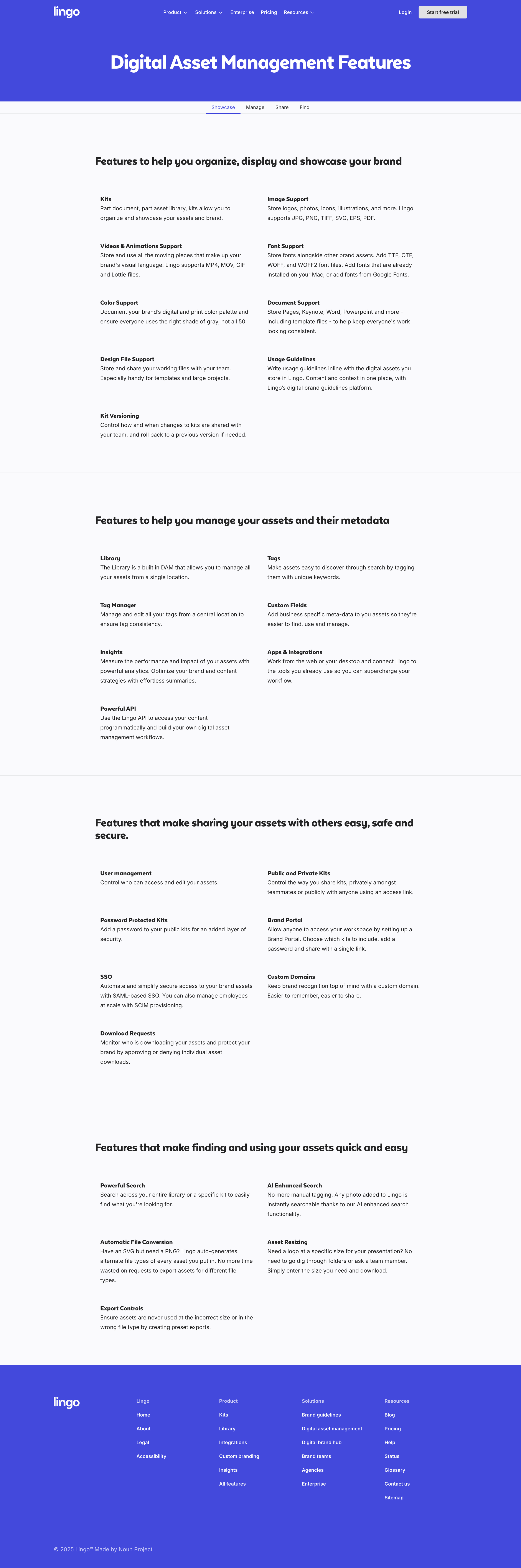 Lingo - DAM Capabilities & Management Features Lingo screen