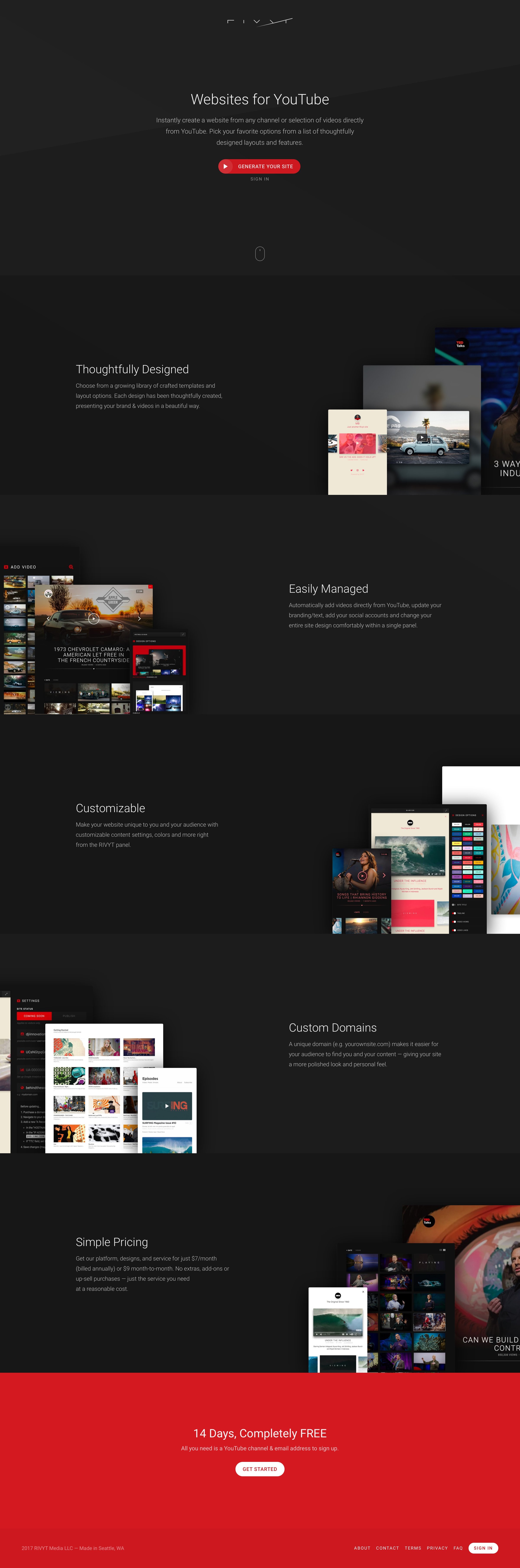 Rivyt - Landing page screen