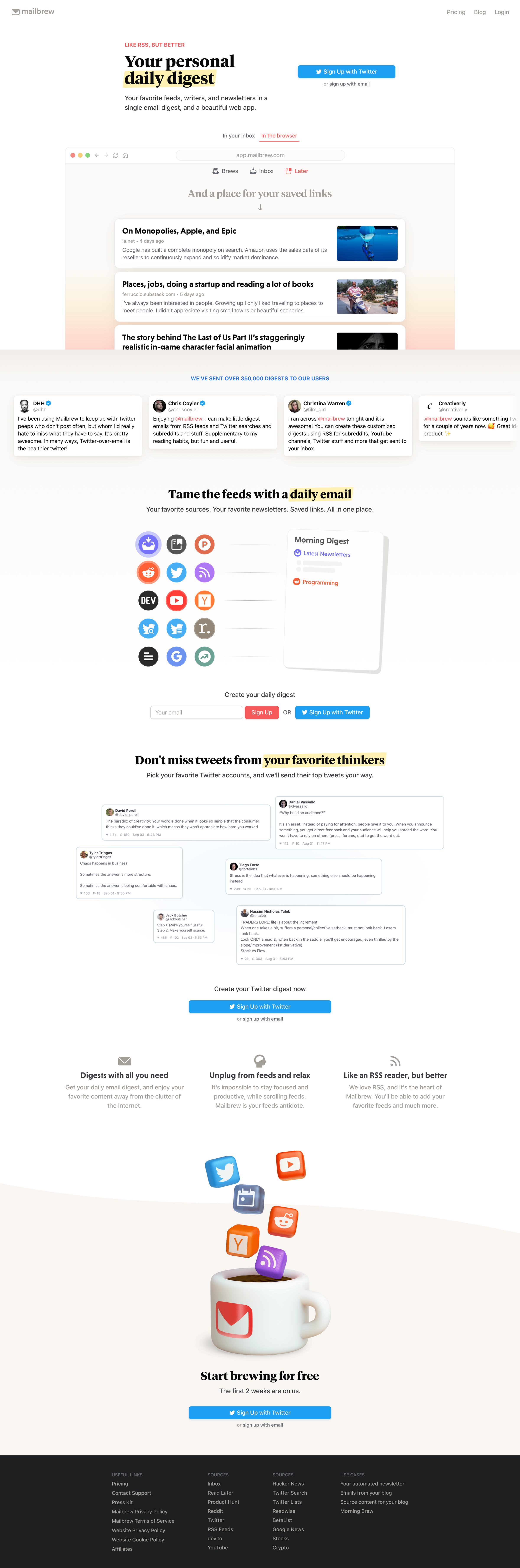 Mailbrew - Mailbrew - Your personal email digest screen